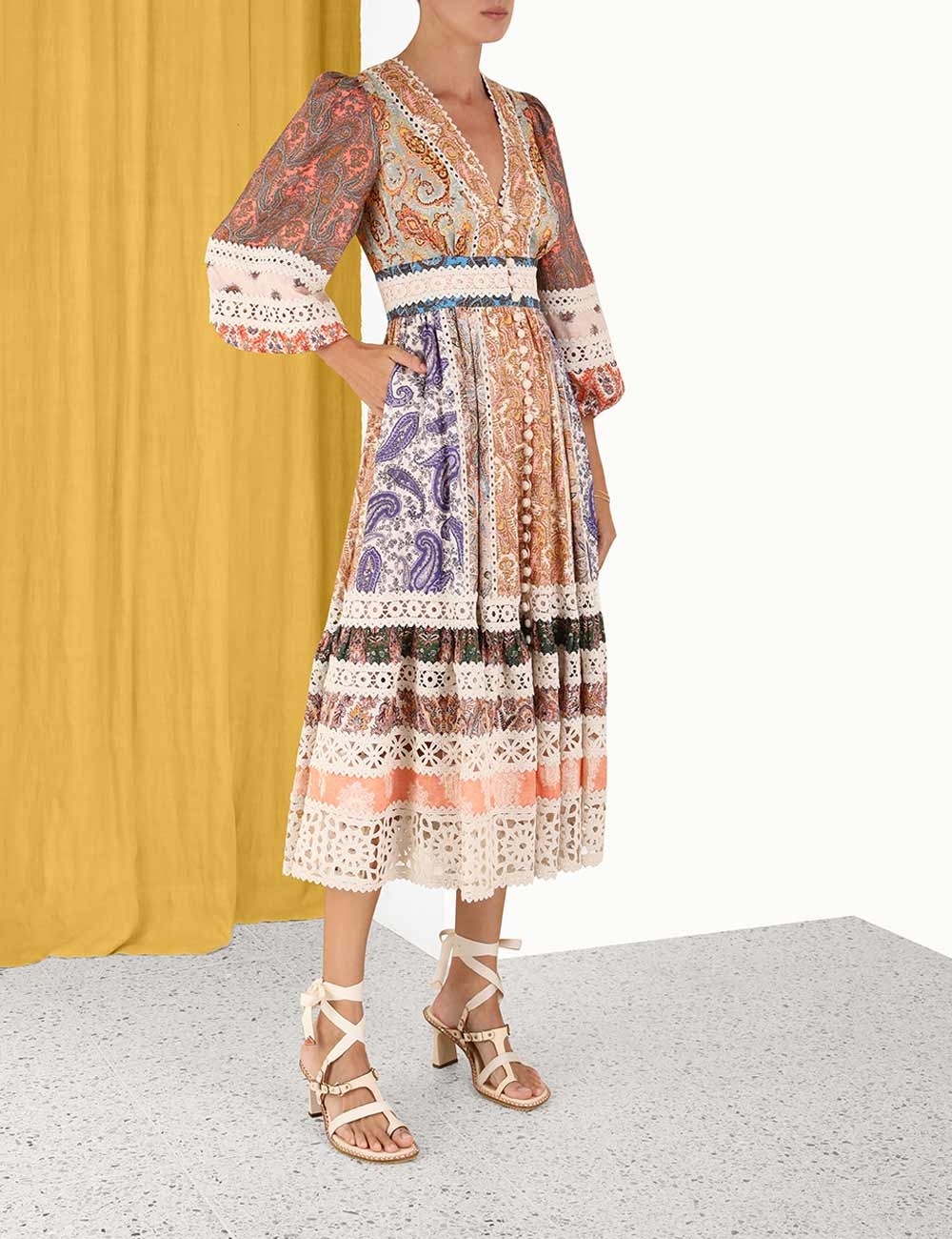 zimmermann devi midi dress jackieo_official radiates effortless elegance in the Zimmermann Devi  Scallop Midi Dress. A timeless blend of sophistication and vacation chic,  Zimmermann's designs capture the essence of modern luxury. #zimmermann  #dresshire #dresshireau #luxuryfashion