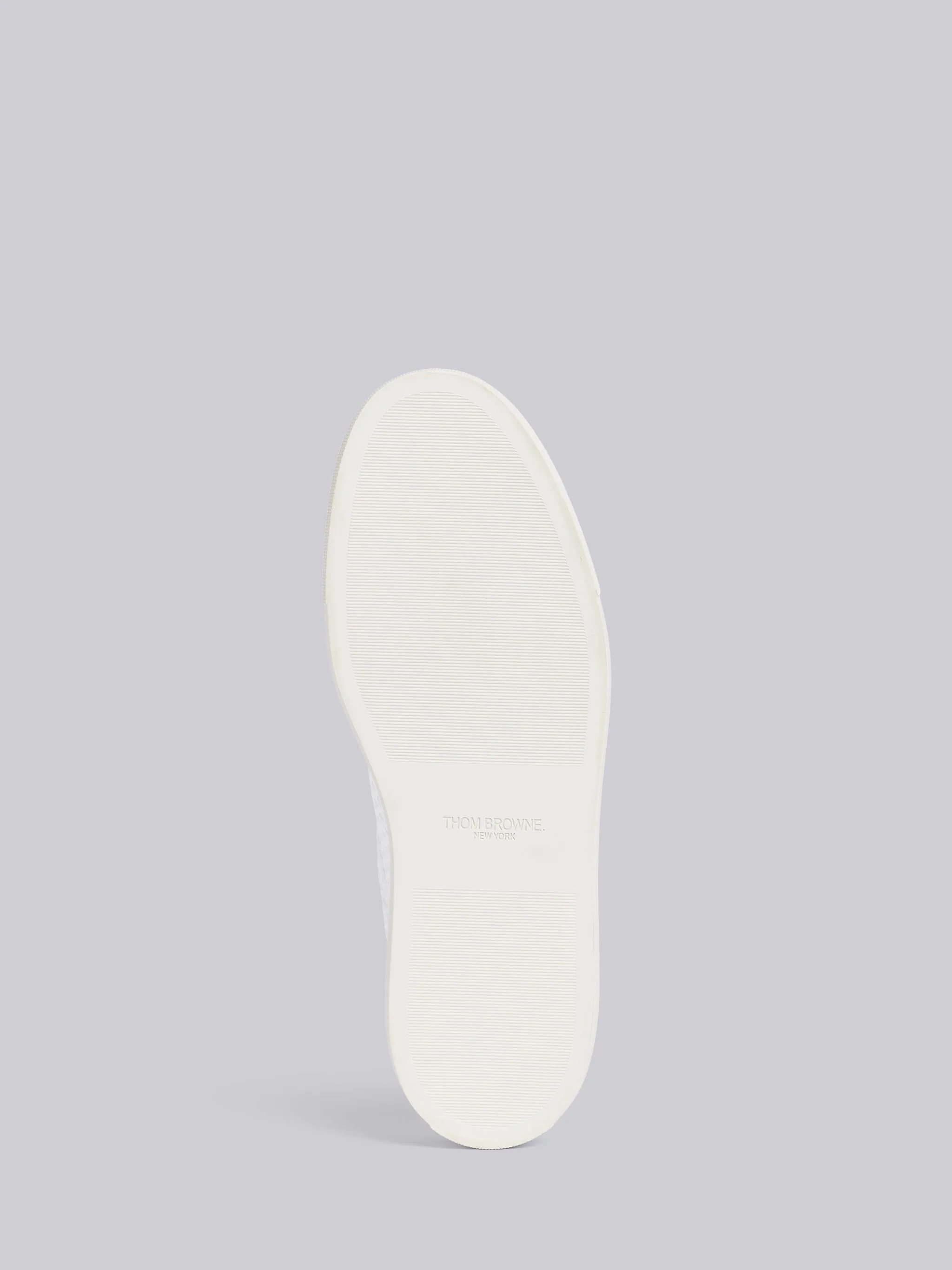 White Heavy Athletic Mesh Stripe Rubber Cupsole Low Top Trainer - 5
