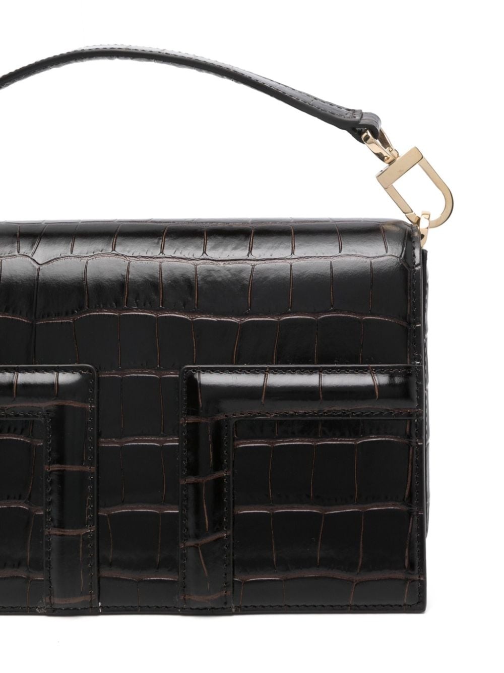 T-Flap crocodile-embossed mini bag - 4