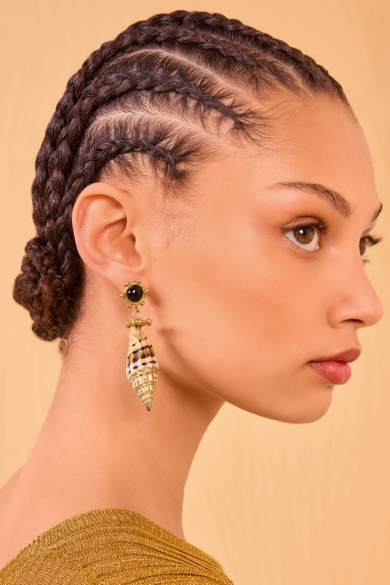 ULLA JOHNSON Leiro Black Onyx & Gold Dipped Shell Dro outlook