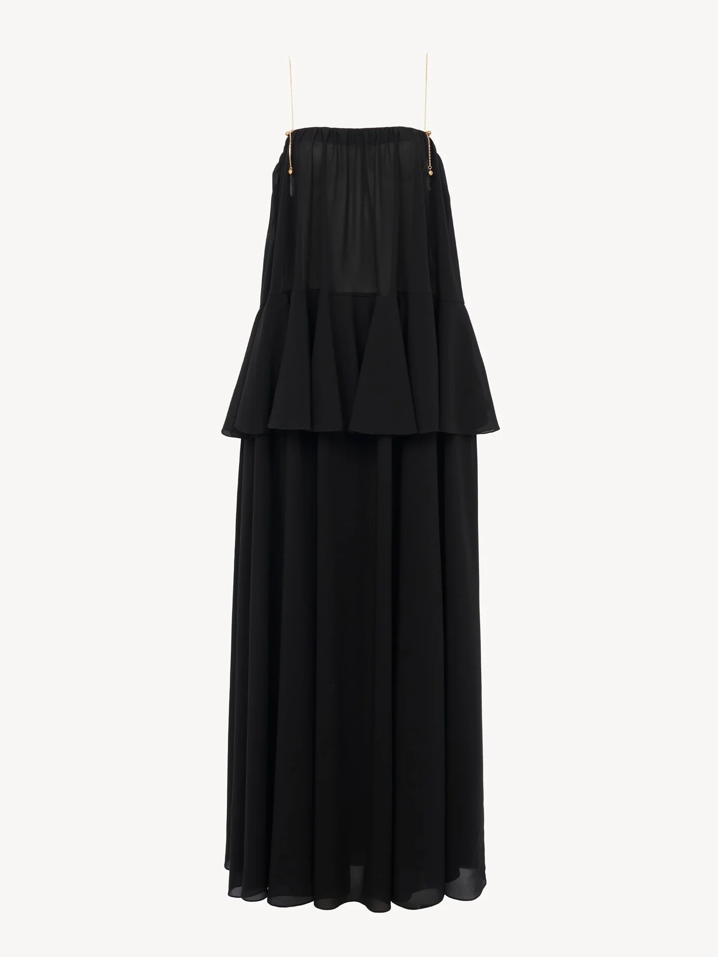 SLEEVELESS LONG DRESS IN SILK GEORGETTE - 1