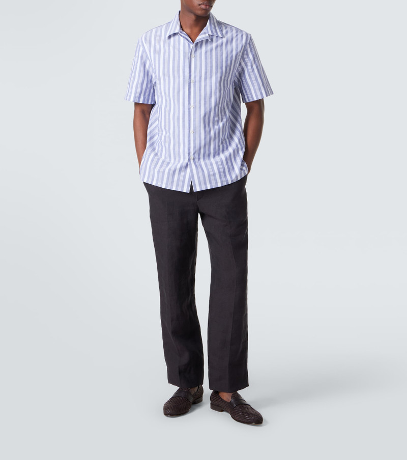 Brioni Striped cotton poplin bowling shirt outlook