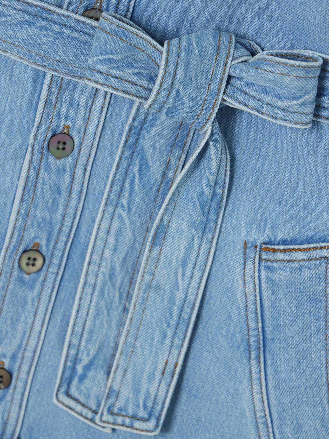 Belted denim mini dress - 4