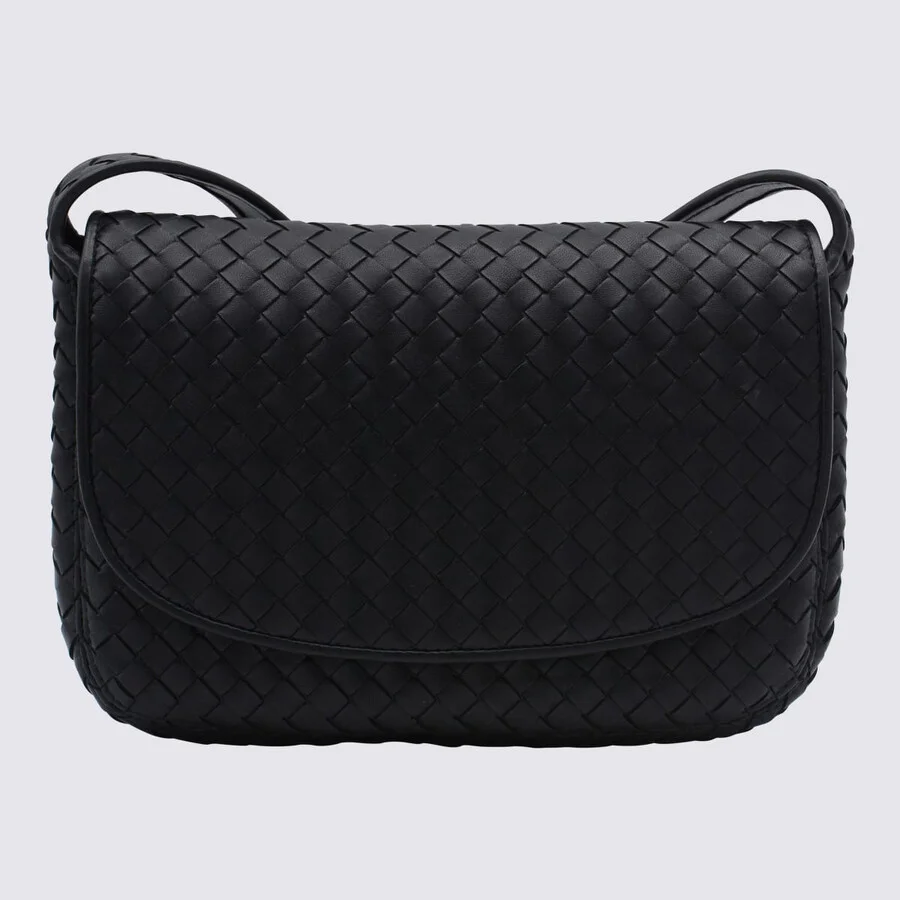 Bottega Veneta Black Leather Messenger Bag - 1