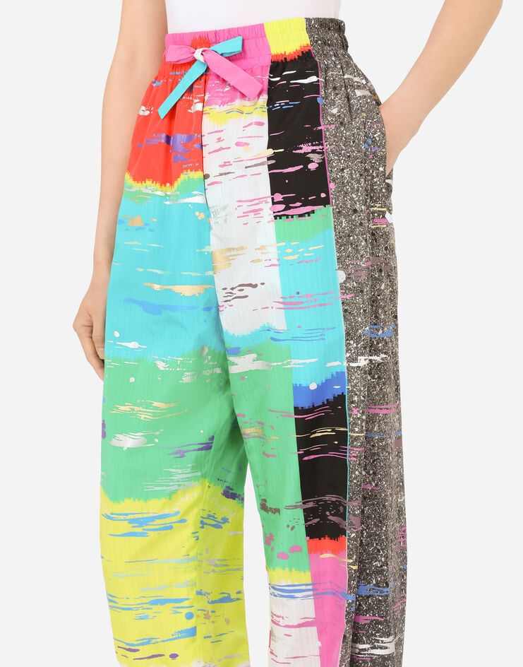 Nylon joggers with multi-colored glitch print - 4