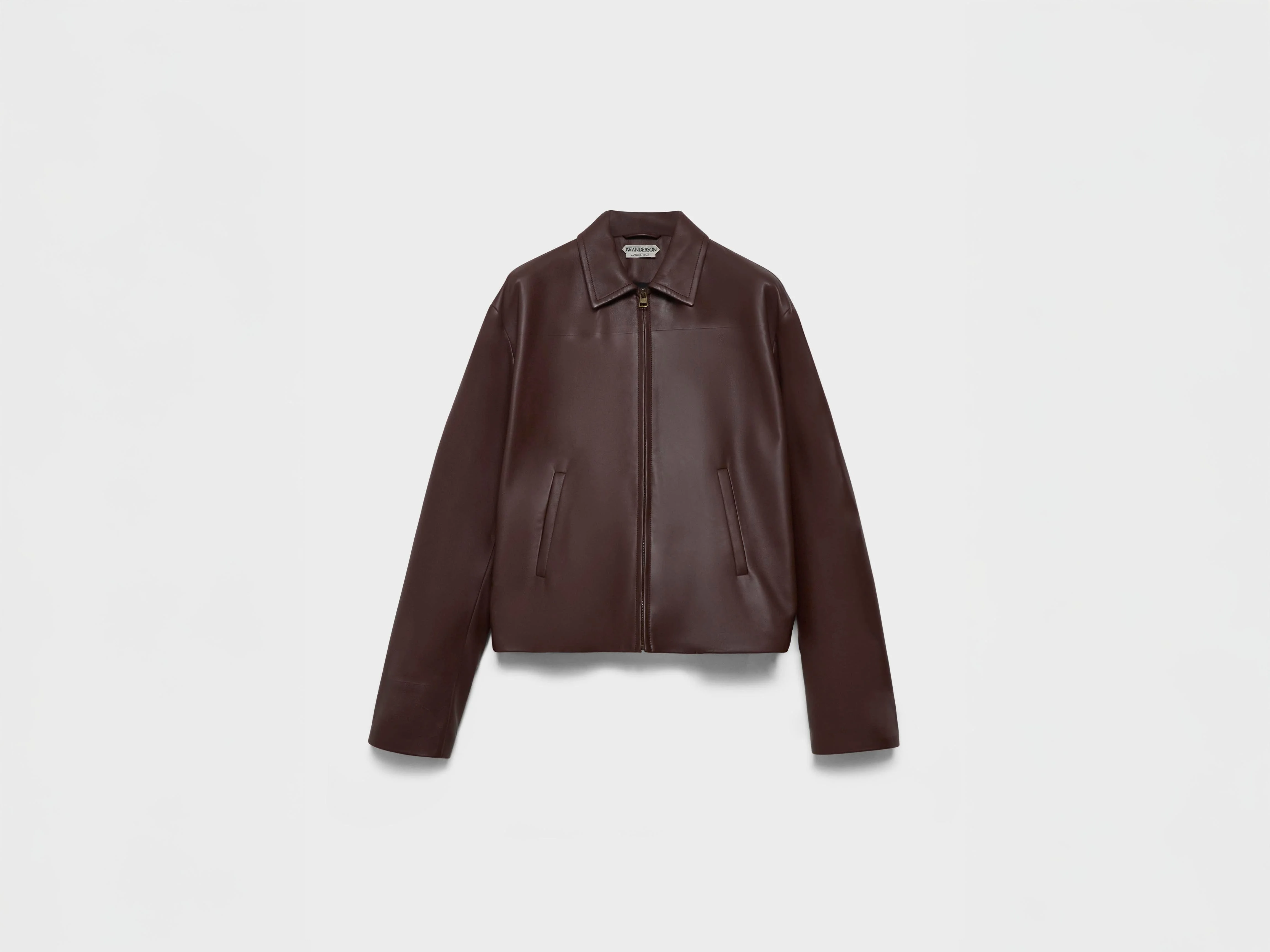 WOMENS BLOUSON LEATHER JACKET IN CHOCOLATE BROWN - 1