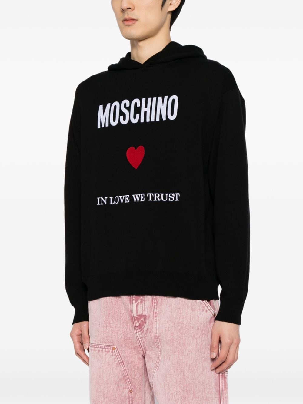 slogan-print cotton hoodie - 3