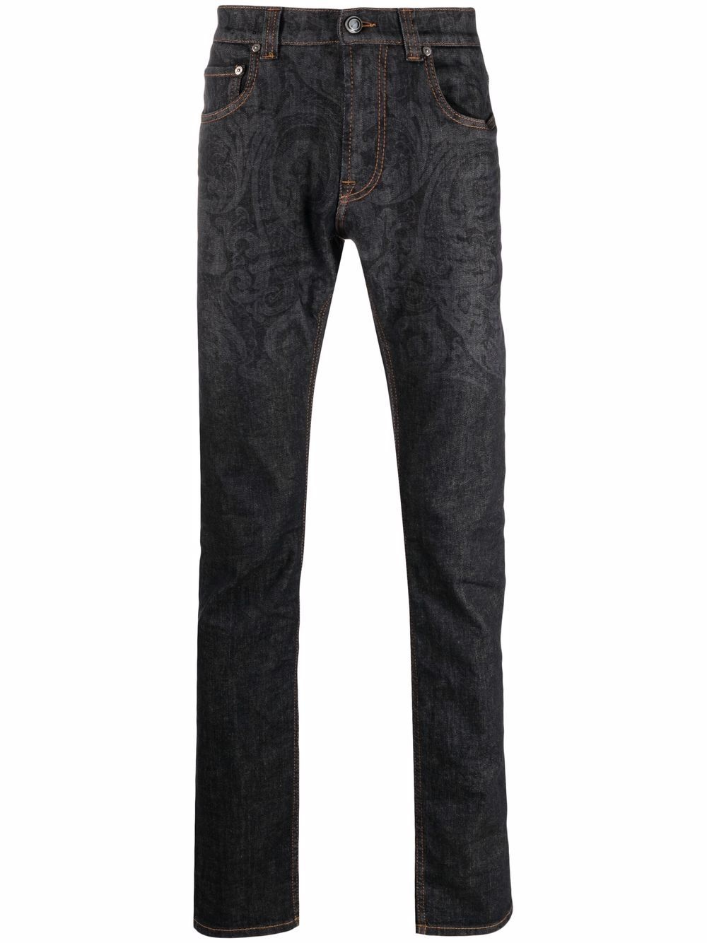 paisley-print straight leg jeans - 1