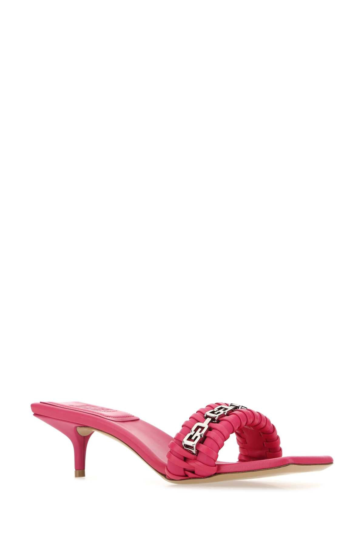 Givenchy Women Fuchsia Nappa Leather G Woven Mules - 2