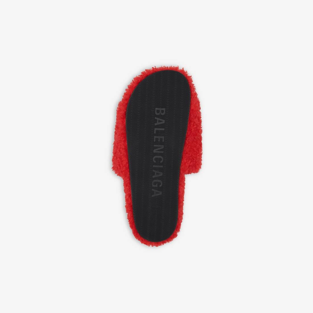 Women's Furry Slide Sandal in Red/white/red - 6