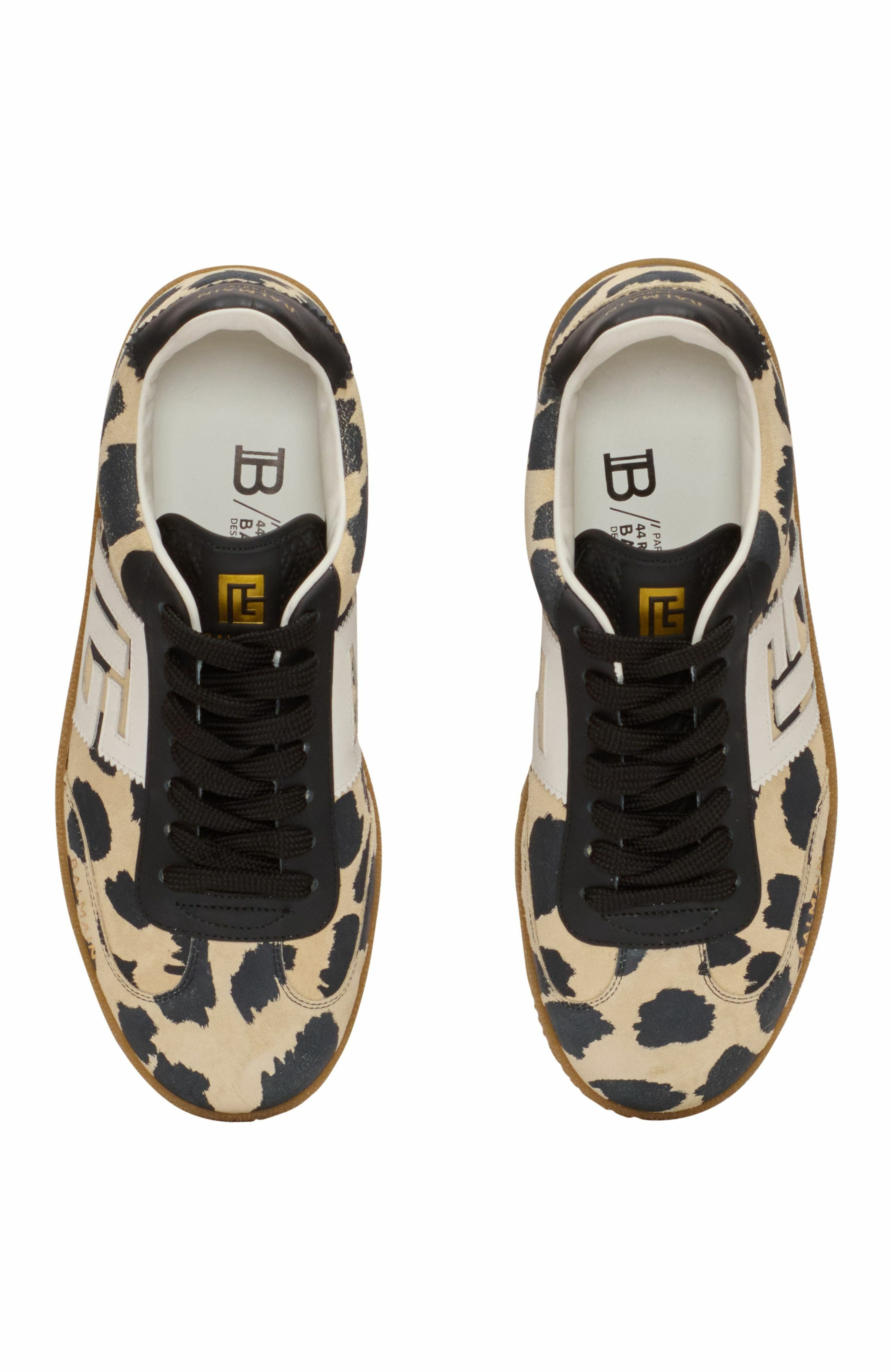 Balmain Swan Leopard Print Suede Leather Trainers in Brown at Nordstrom - 5