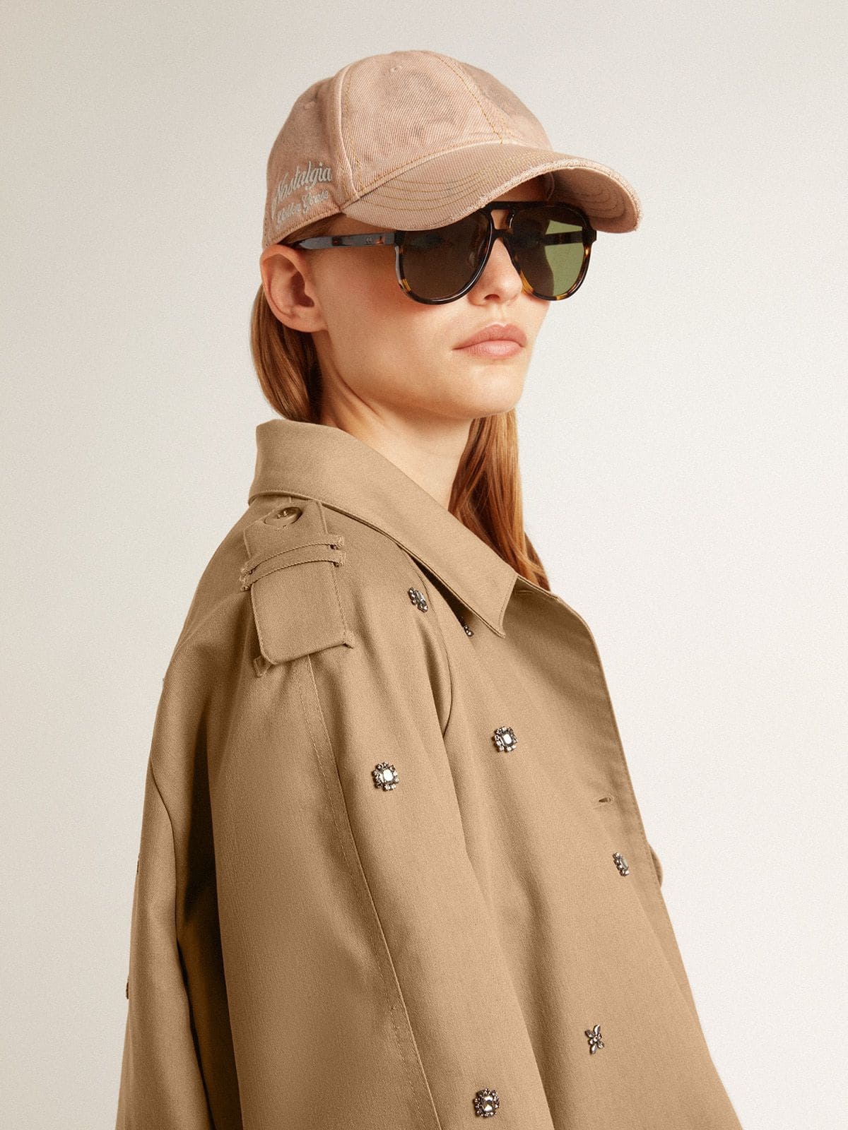 Women's oversized trench coat with crystals - 6
