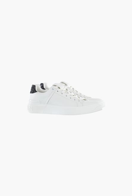 White calfskin and glittery black B-Court sneakers - 2