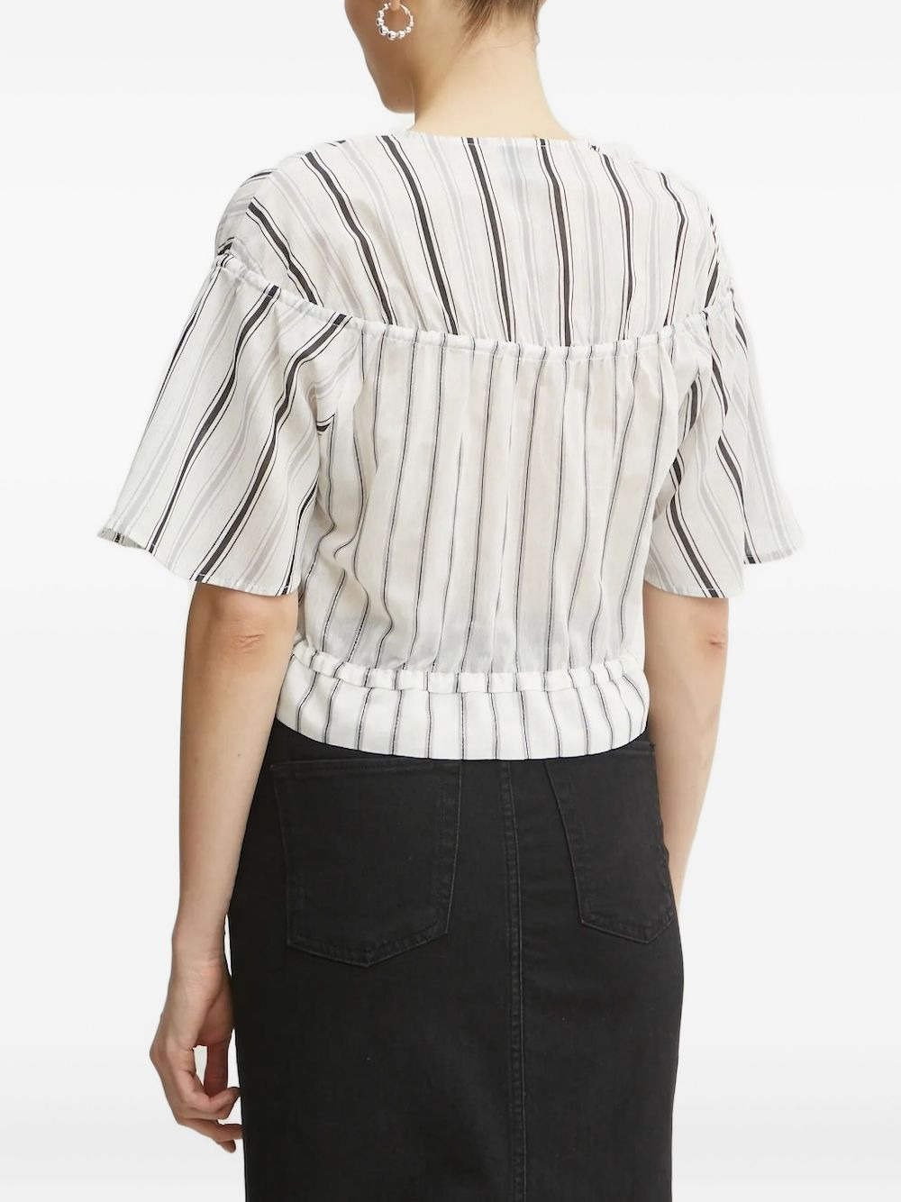 tie-neck striped top - 2