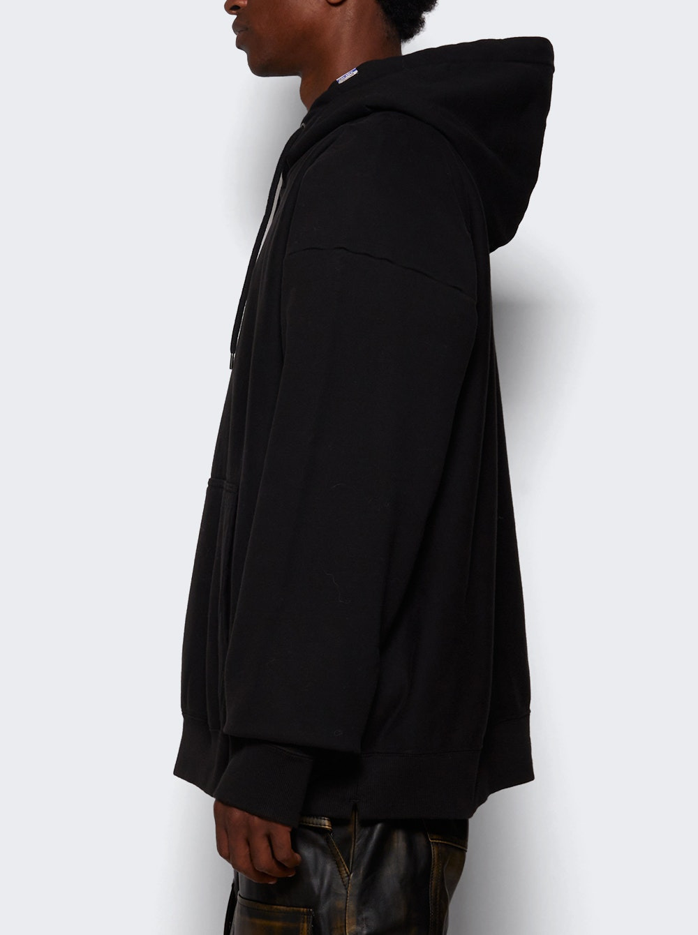 French Terry Hooded Pullover Black - 3