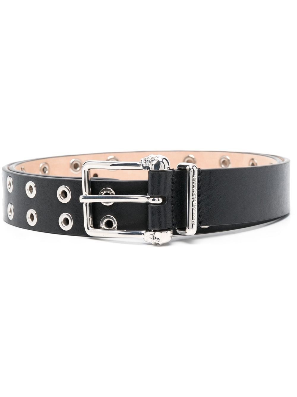 eyelet-studded calf leather belt - 1