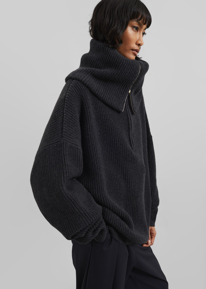 Hazel Oversized Wool Jumper - Dark Grey 12