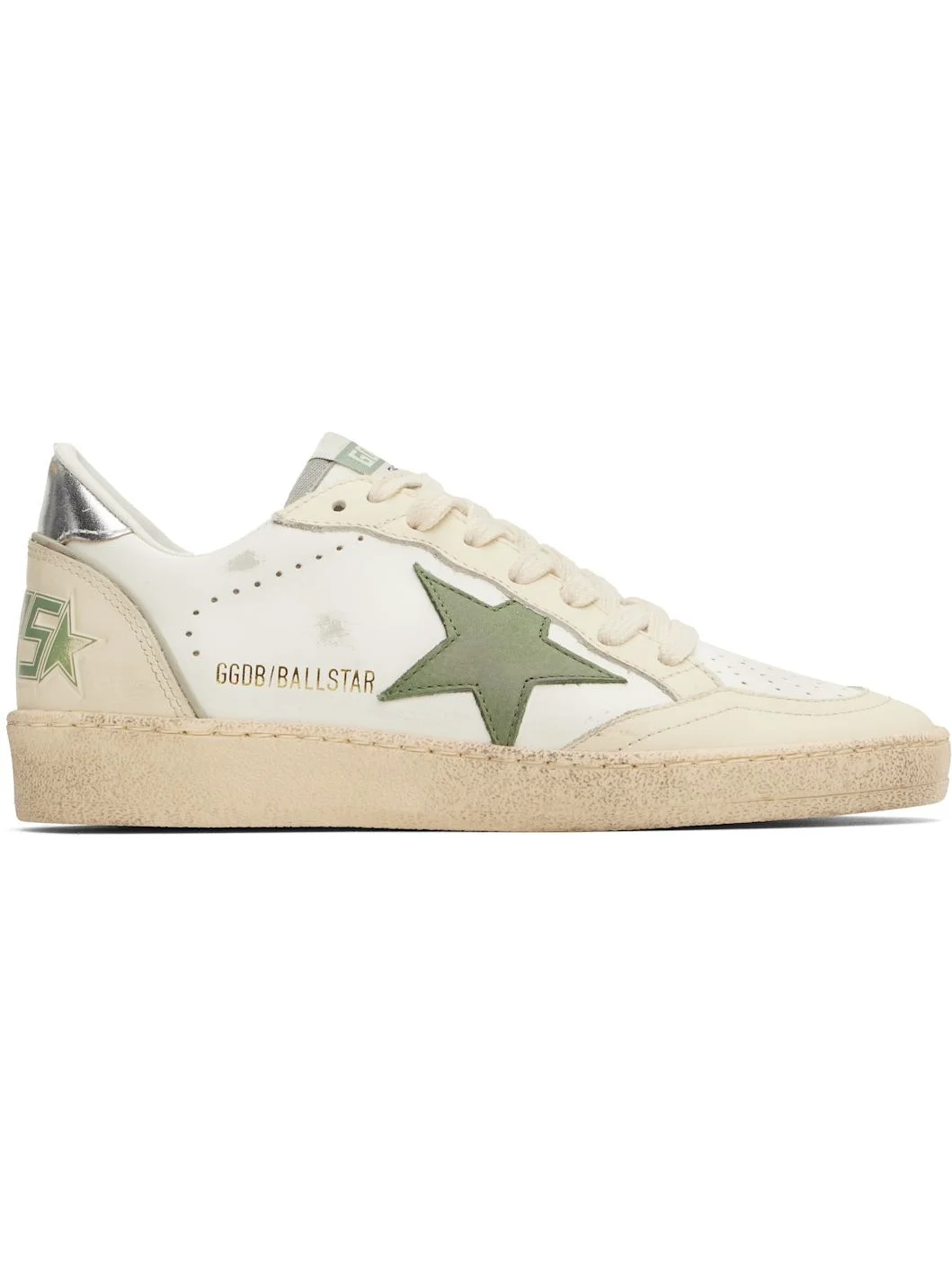 Off-White & Khaki Ball Star Sneakers - 1