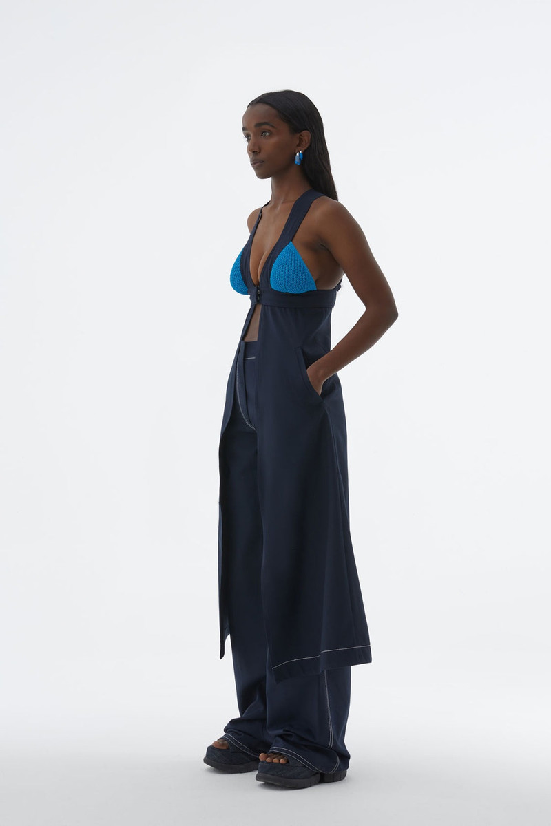 SUNNEI BLUE KNIT RUBBER PANEL BRA DRESS outlook