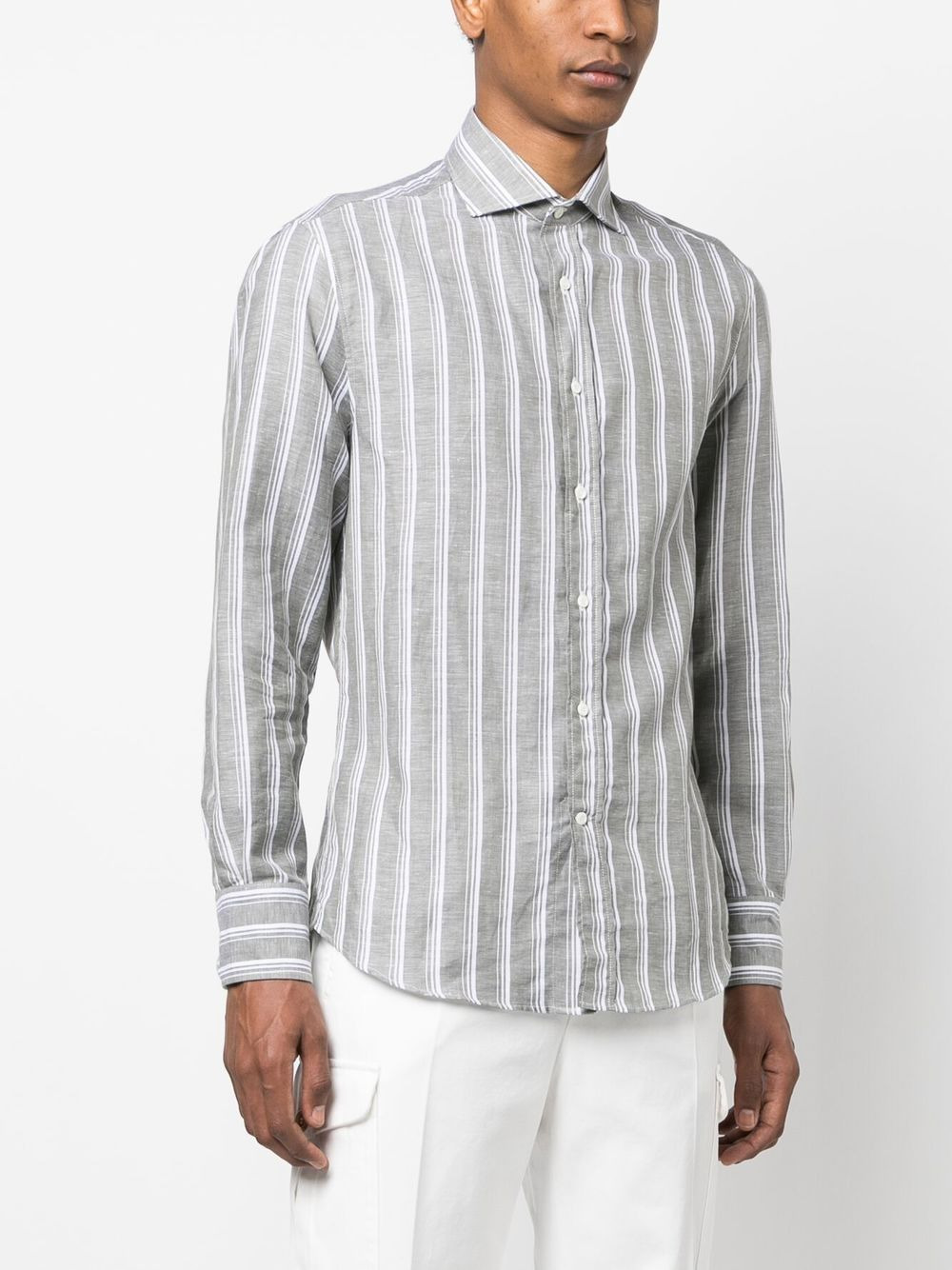 striped spread-collar shirt - 3