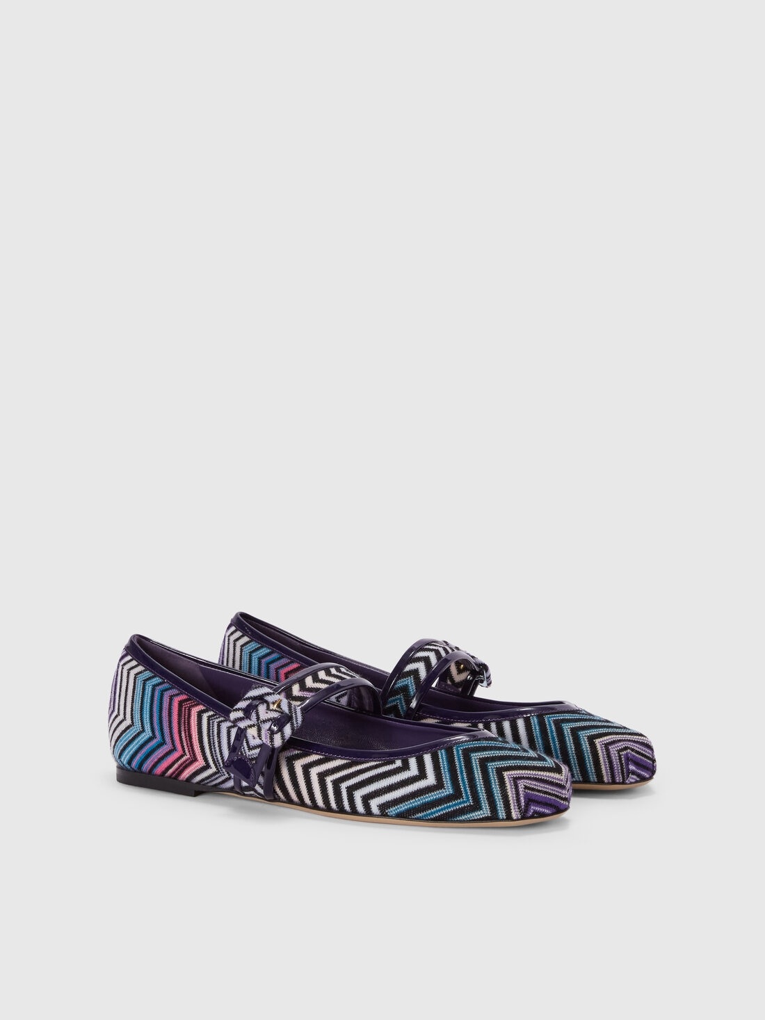 Zig zag fabric ballet flats with strap - 2