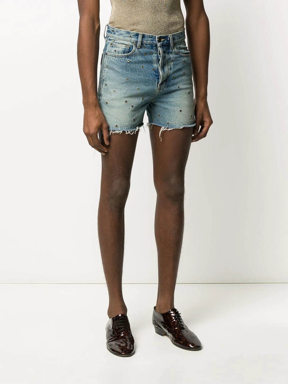 eyelet denim shorts - 3