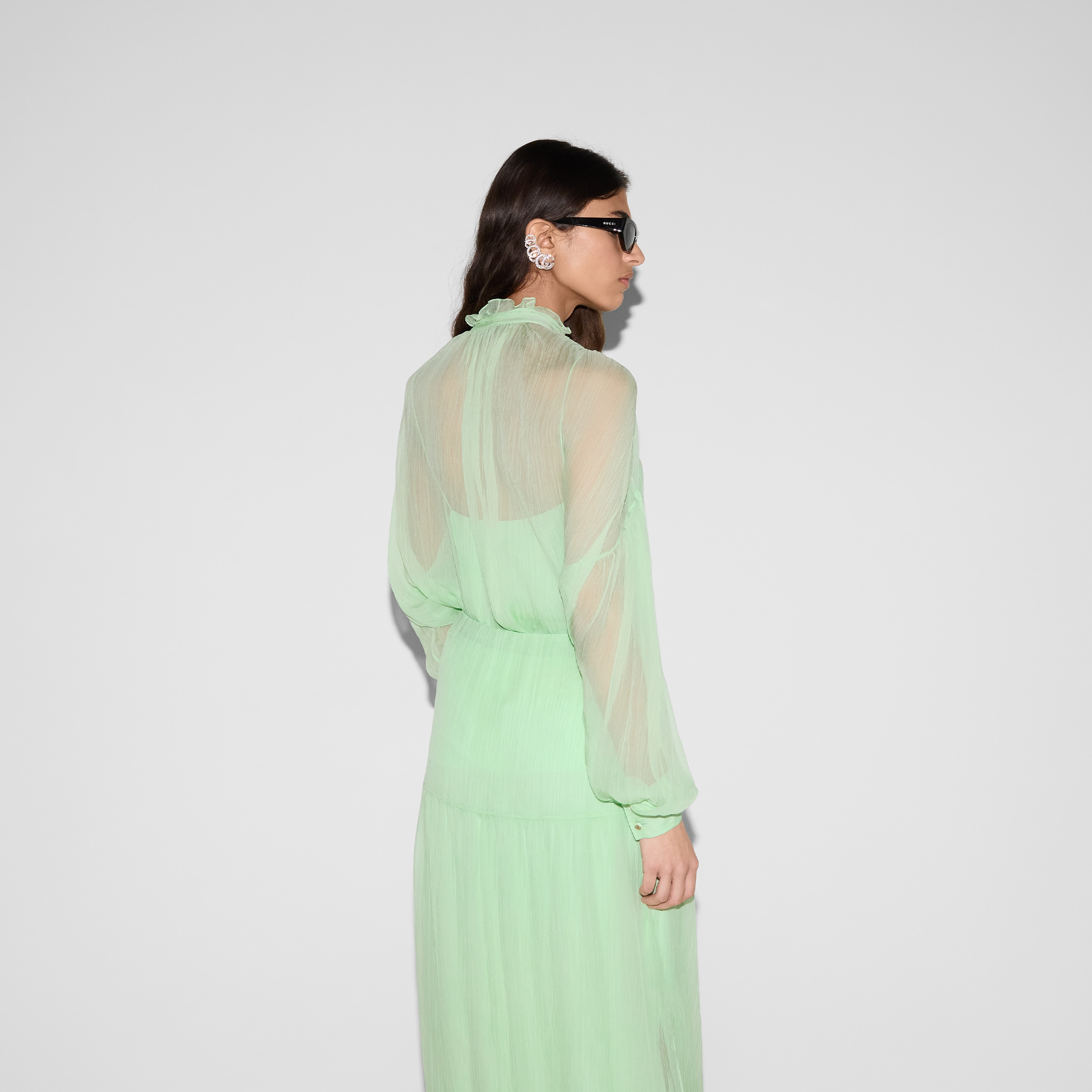 Silk chiffon creponne top - 4