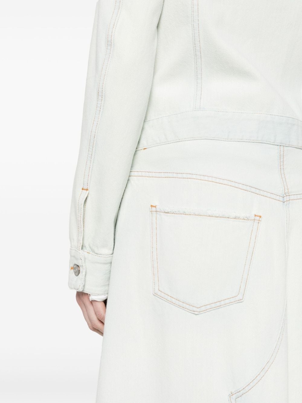 single-stitch denim maxi coat - 5