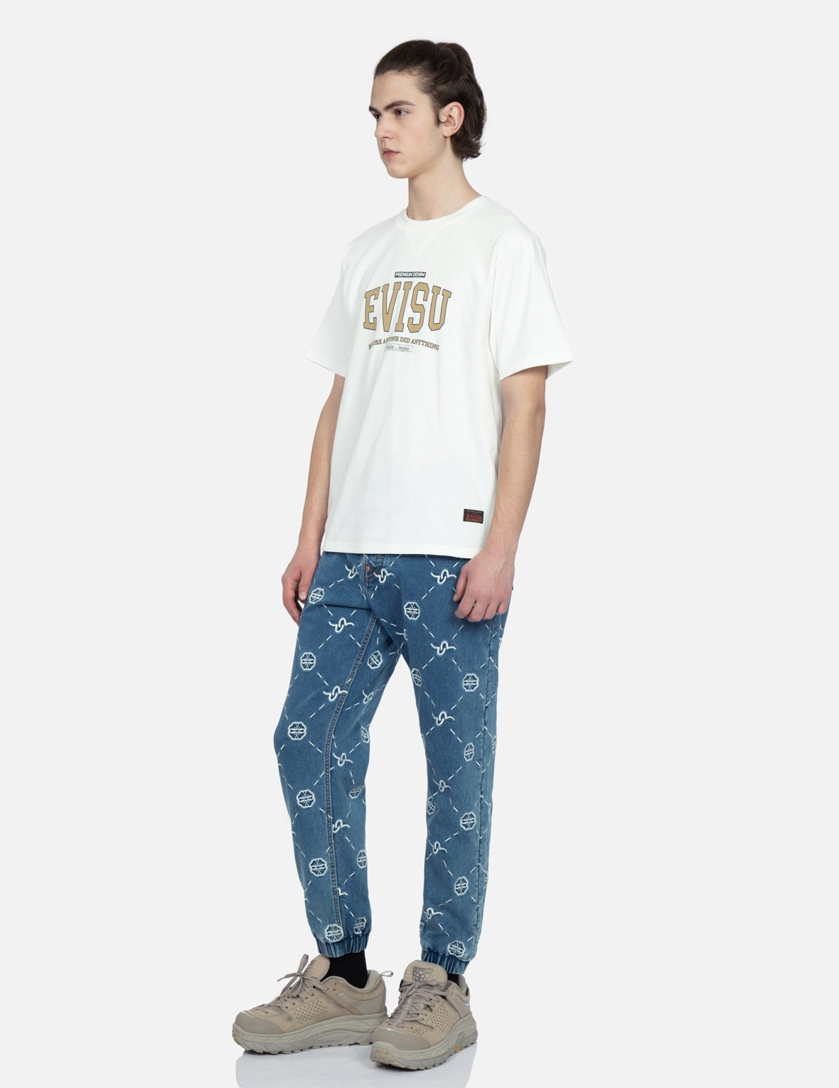 MONOGRAM EMBROIDERY REGULAR FIT DENIM JOGGER PANTS - 4