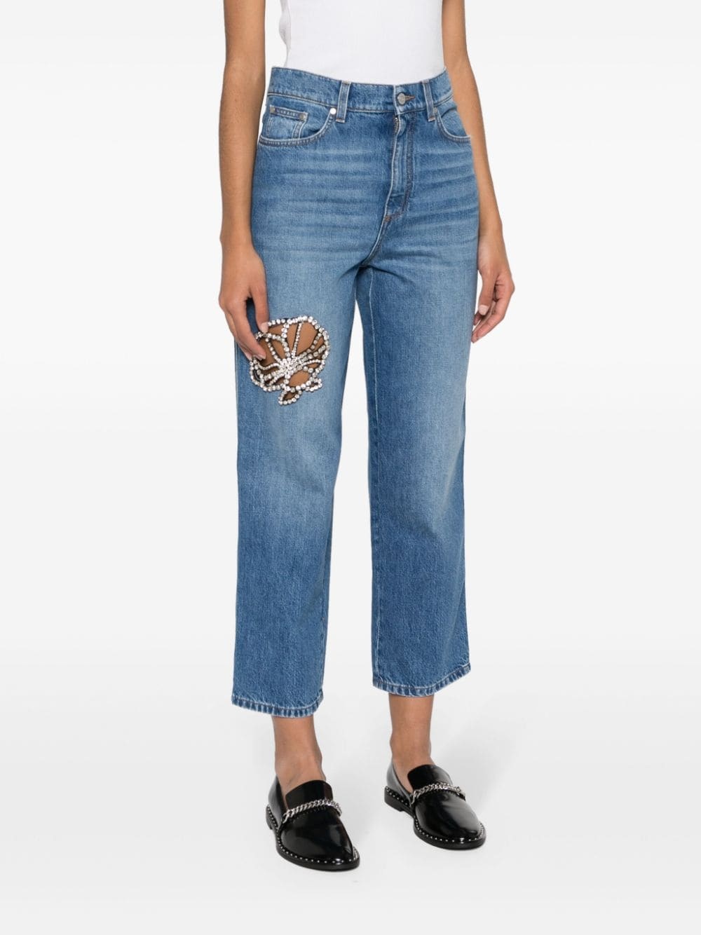 crystal-embellished jeans - 3