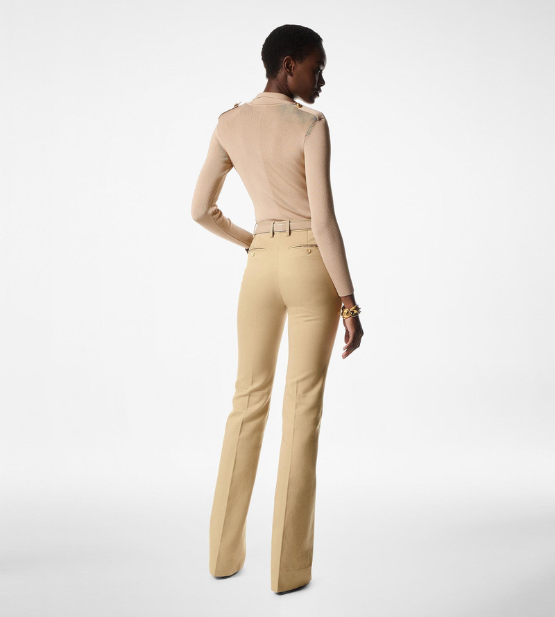 COTTON MOLESKIN TAILORED WIDE LEG PANTS 4