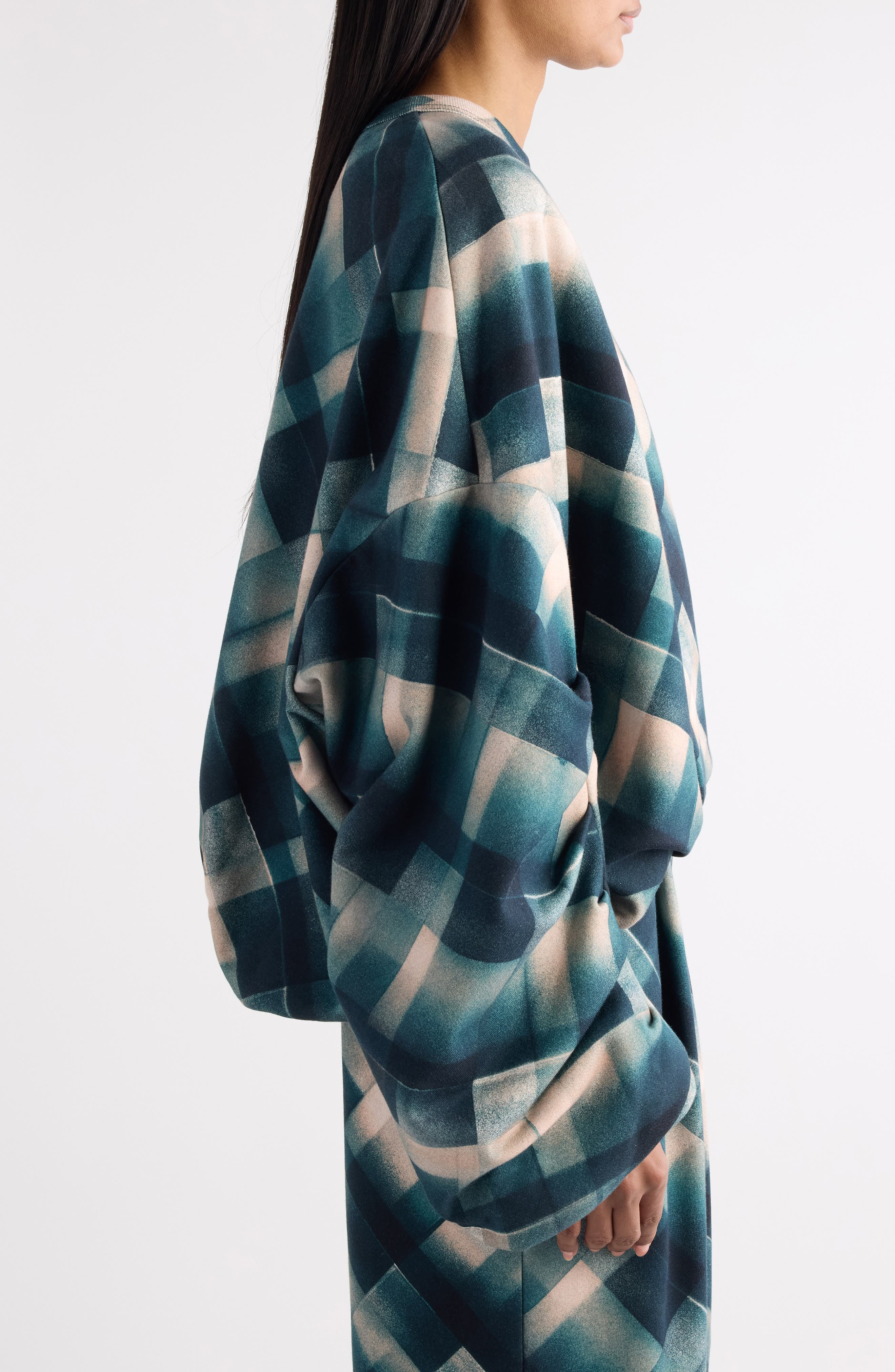 Dries Van Noten Hannett Spray Check Oversize Sweatshirt in Bottle at Nordstrom - 4
