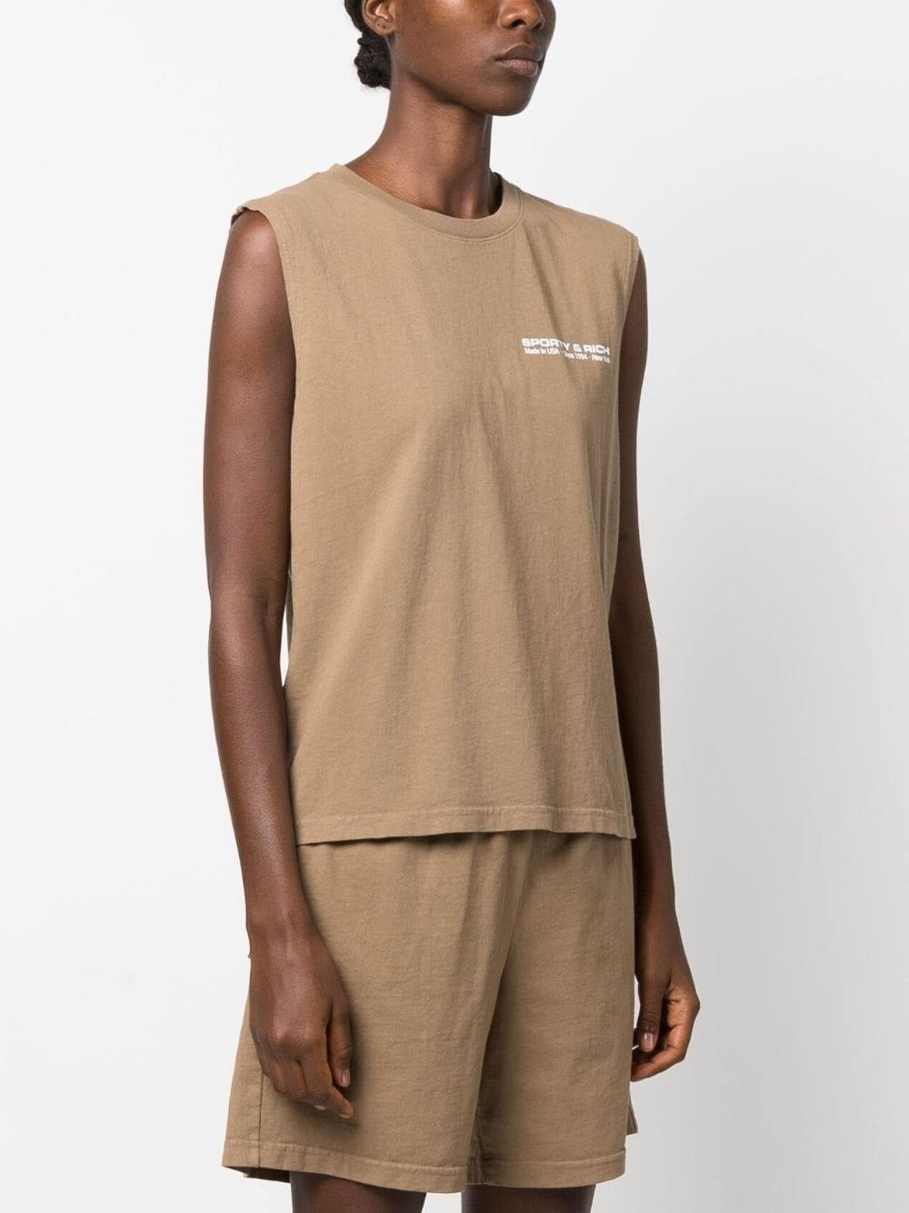 logo-print cotton tank top - 2