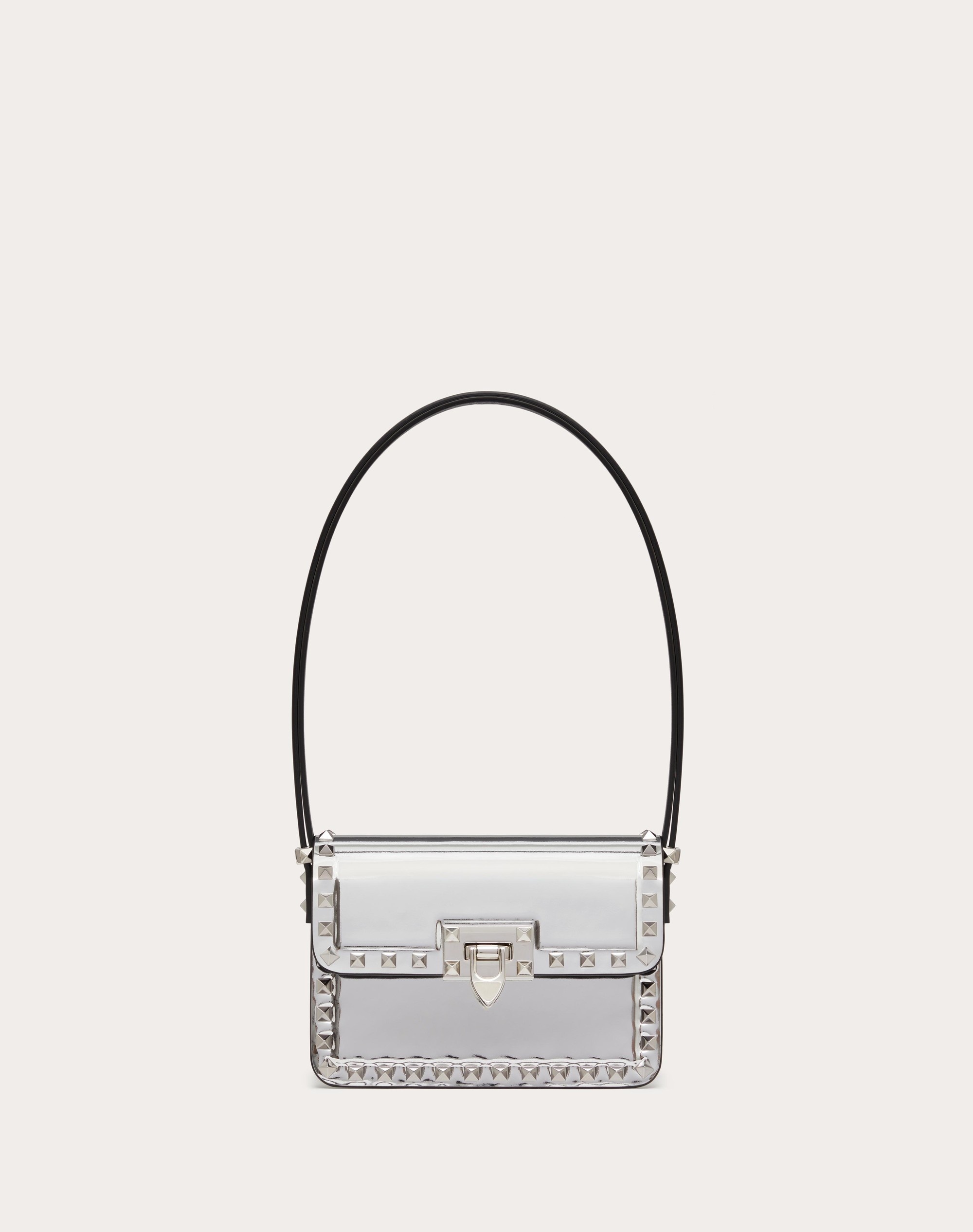 SMALL ROCKSTUD23 MIRROR-EFFECT CALFSKIN SHOULDER BAG - 1