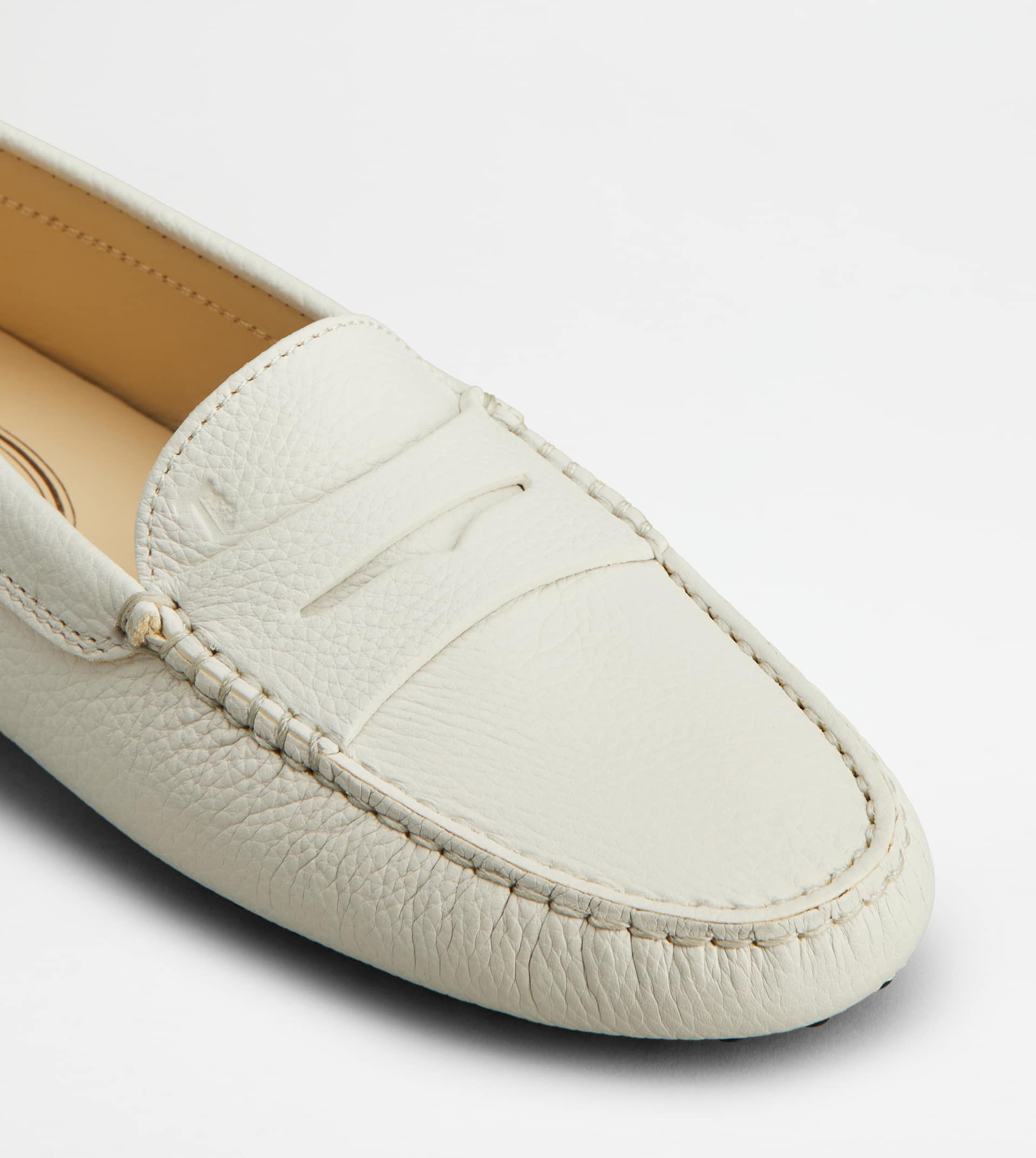 GOMMINO DRIVING SHOES IN LEATHER - WHITE - 6