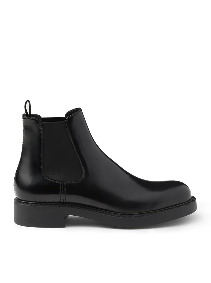 Prada Men Brushed Leather Chelsea Boots - 1