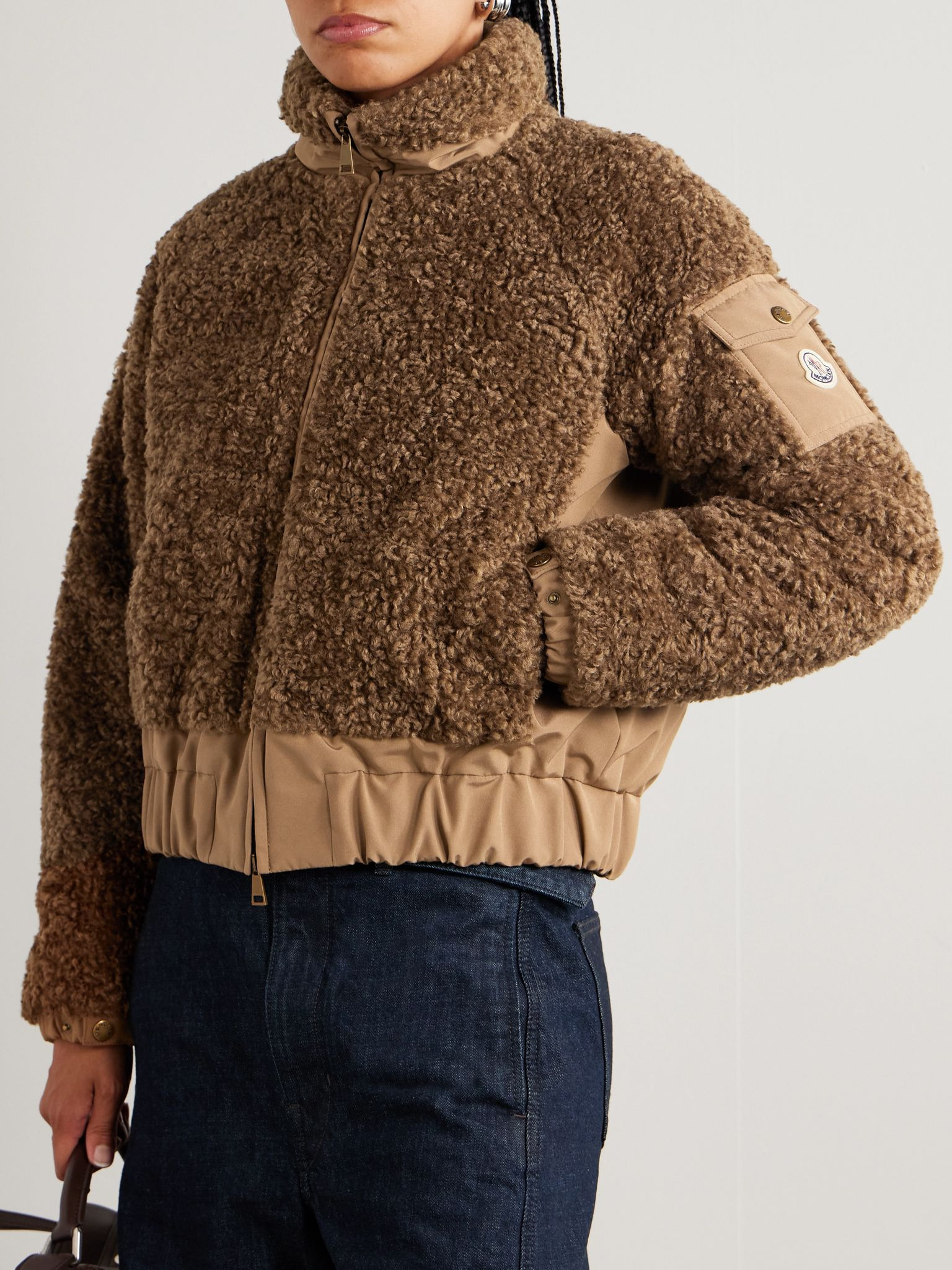 Coligny shell-trimmed fleece down jacket Brown - 3