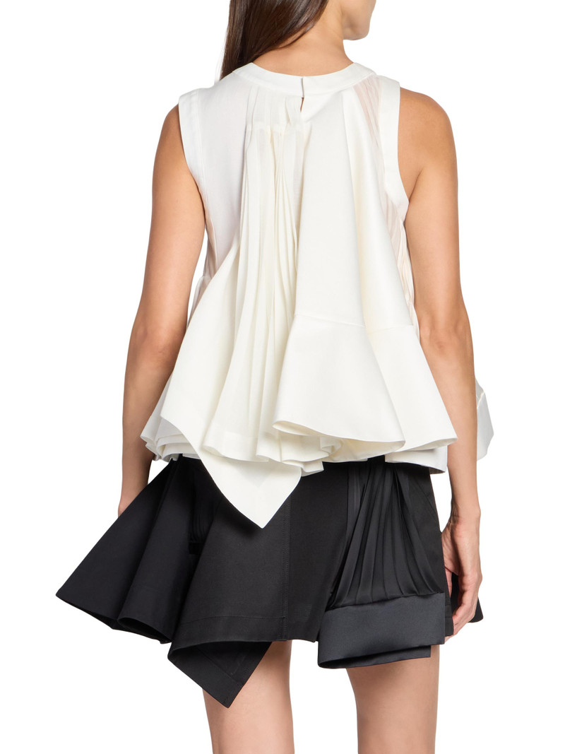 Women's Pleated Silk-Blend High-Low Top - Off White 5