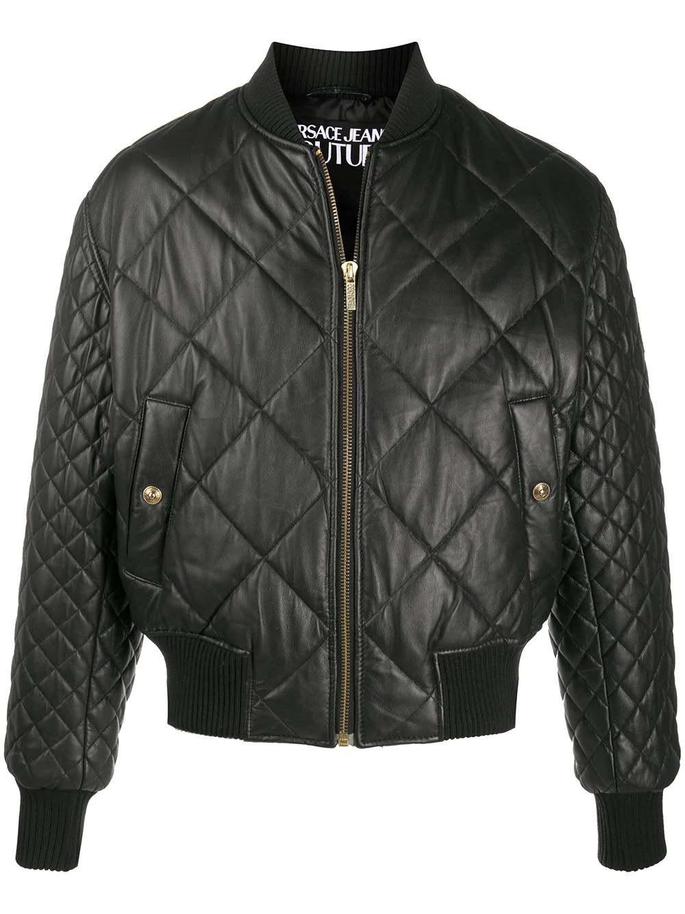 padded zip-up lambskin jacket - 1