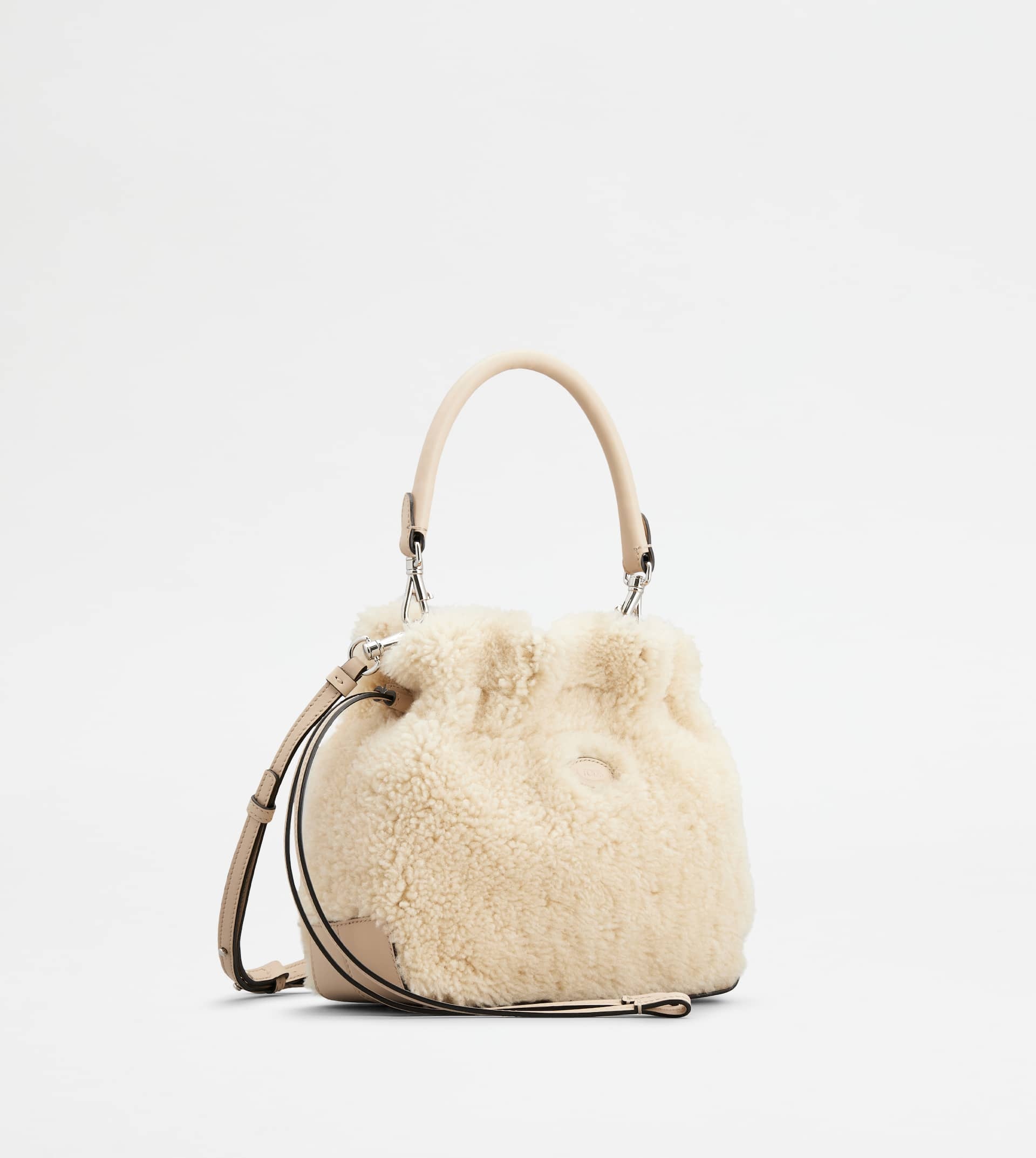 TOD'S DI BAG BUCKET BAG IN SHEEPSKIN MINI WITH DRAWSTRING - OFF WHITE - 2