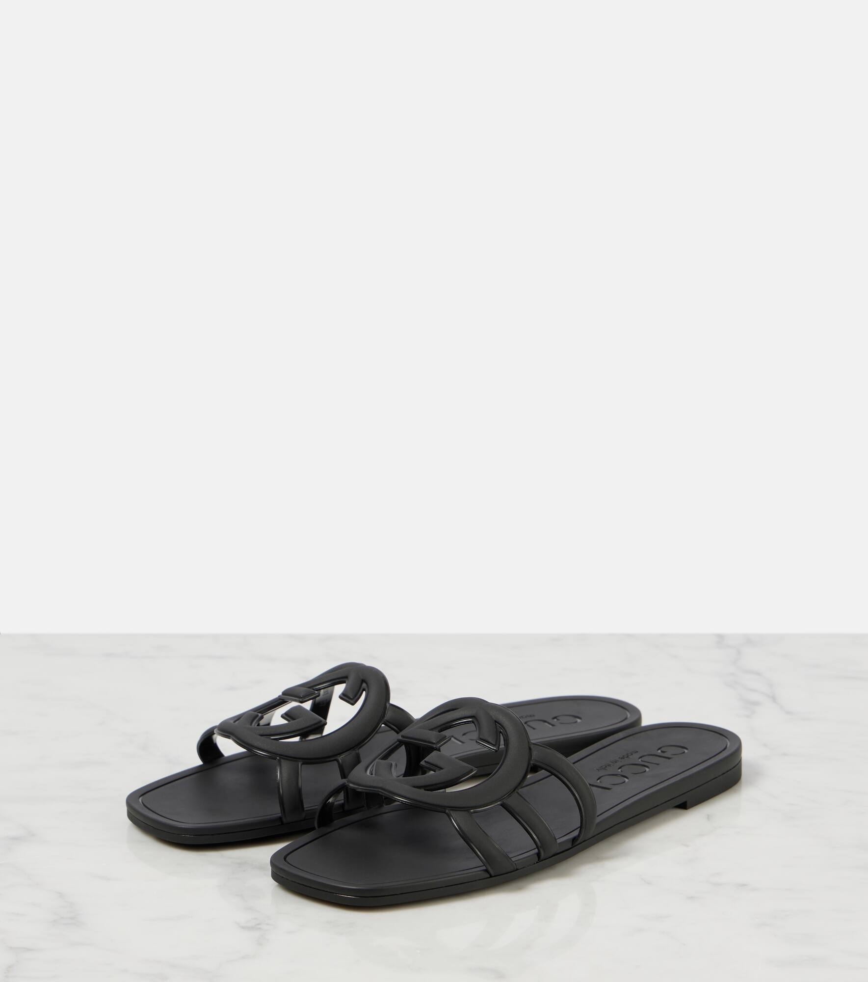 ★SALE★GUCCI グッチ Interlocking G レザー ミュール Authentic Gucci Interlocking G Cut Cuir Leather Slides