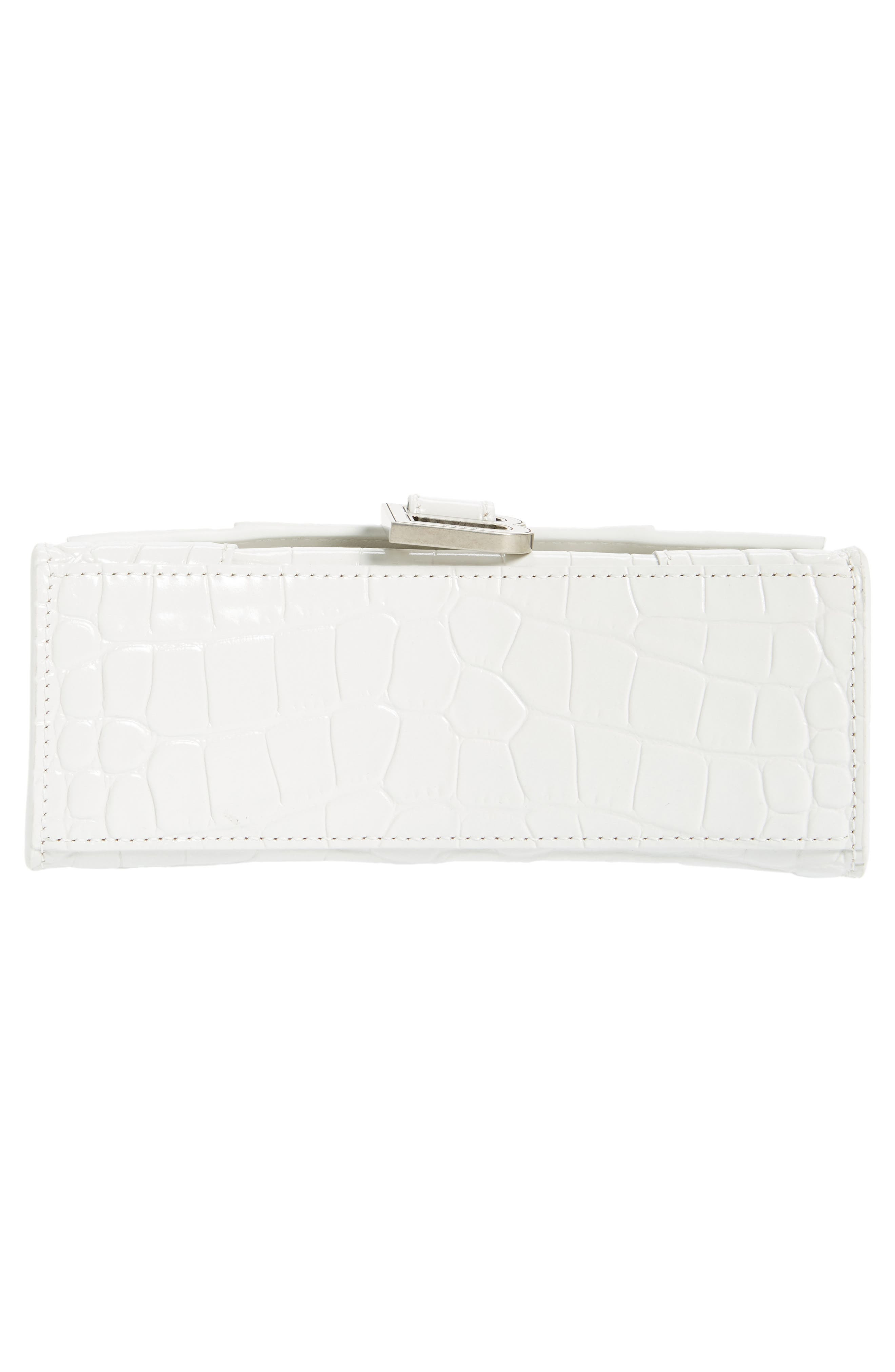 Balenciaga Extra Small Hourglass Croc Embossed Leather Top Handle Bag in White at Nordstrom - 7