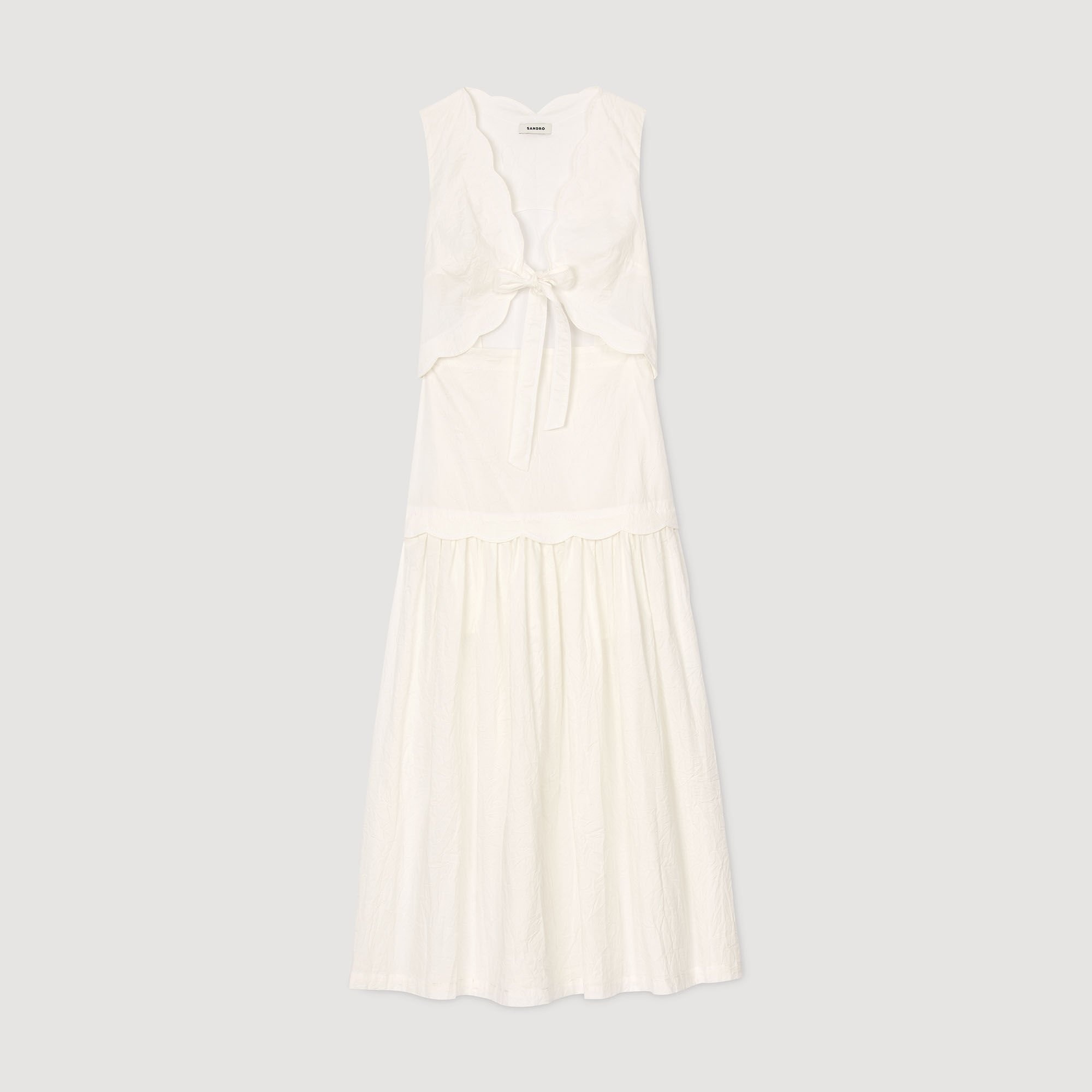 CRINKLED MAXI DRESS WITH BOW - 6