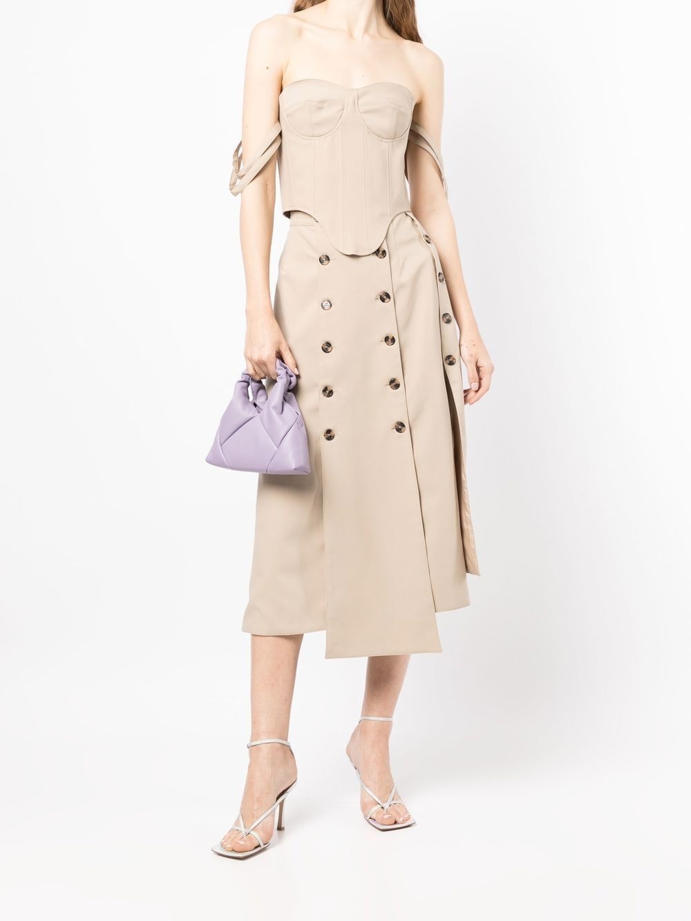 button detail panelled skirt - 2