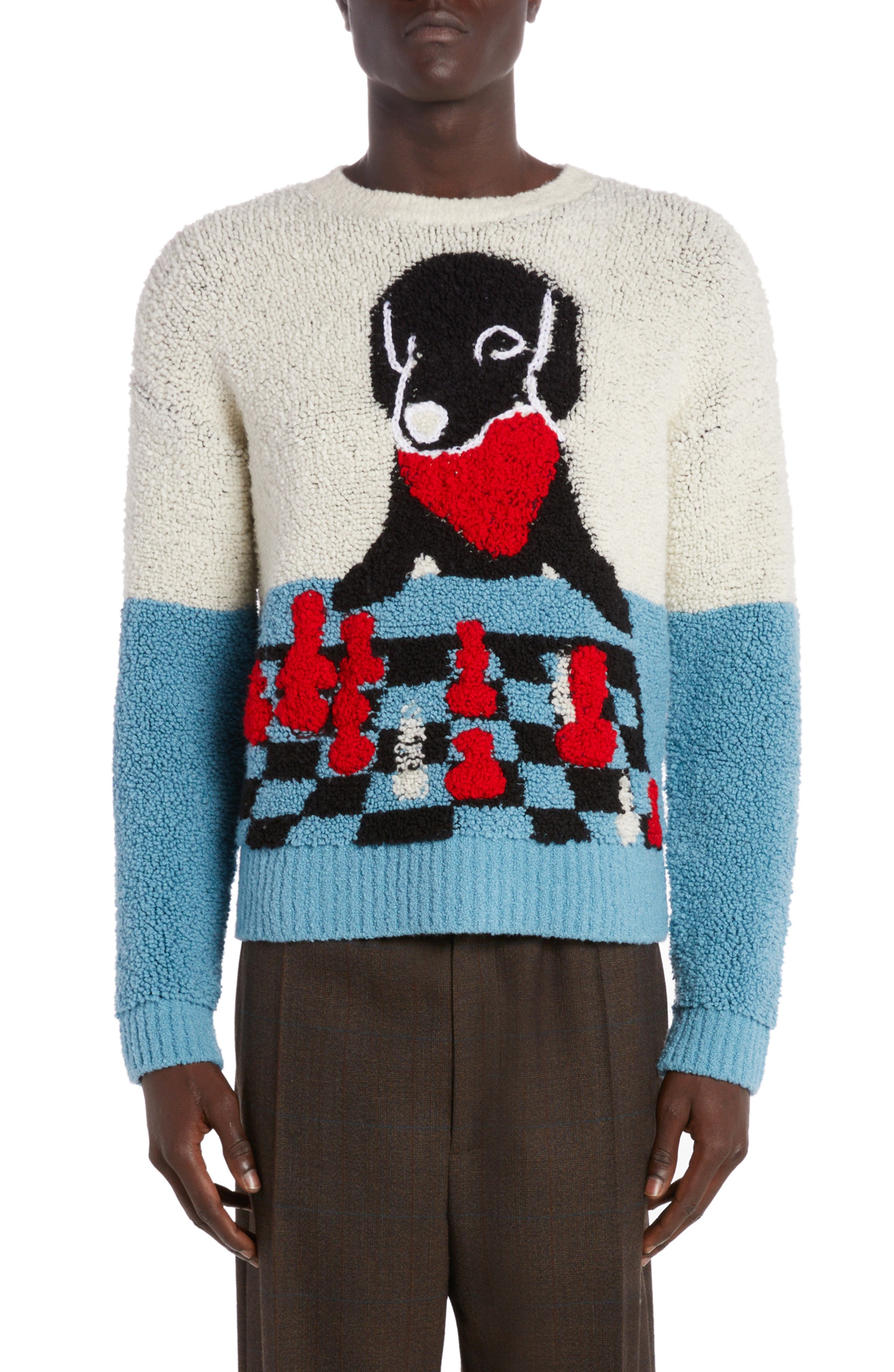 Bottega Veneta John John Colorblock Jacquard Wool Blend Sweater in 9149 Chalk/Dusk at Nordstrom - 1