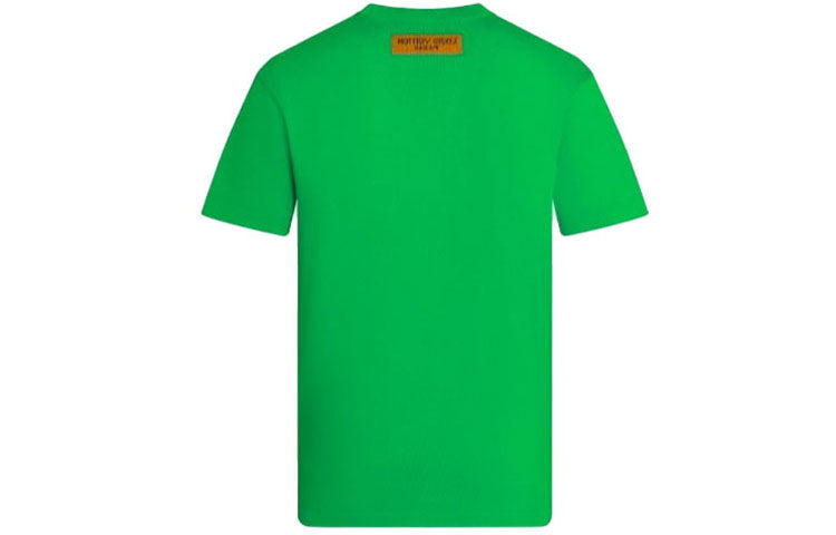 Men's LOUIS VUITTON Round Neck Logo Alphabet Printing Classic Short Sleeve Green 1A97OB - 2