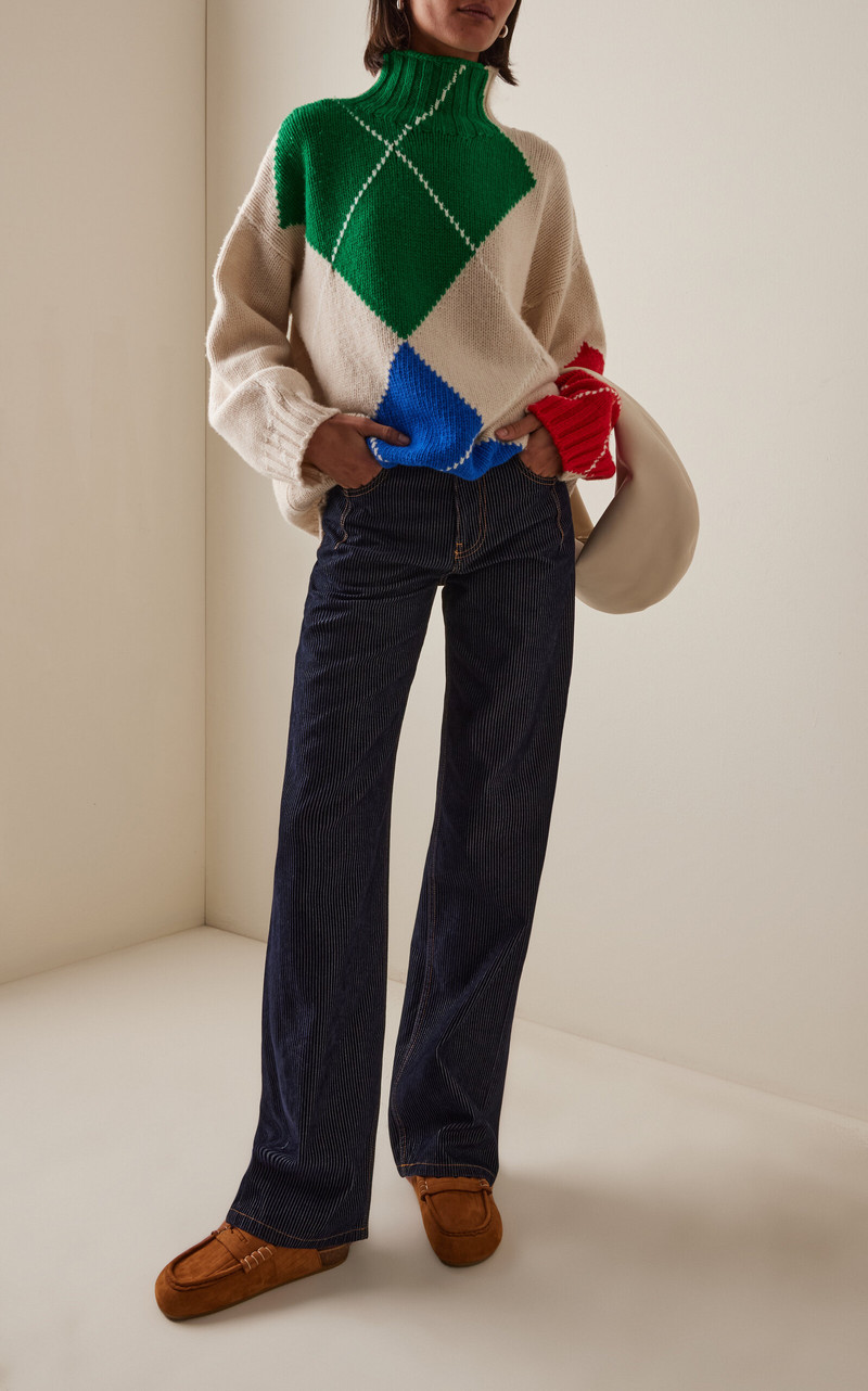 JW Anderson x Pringle of Scotland Oversized Argyle Wool Turtleneck Sweater multi outlook