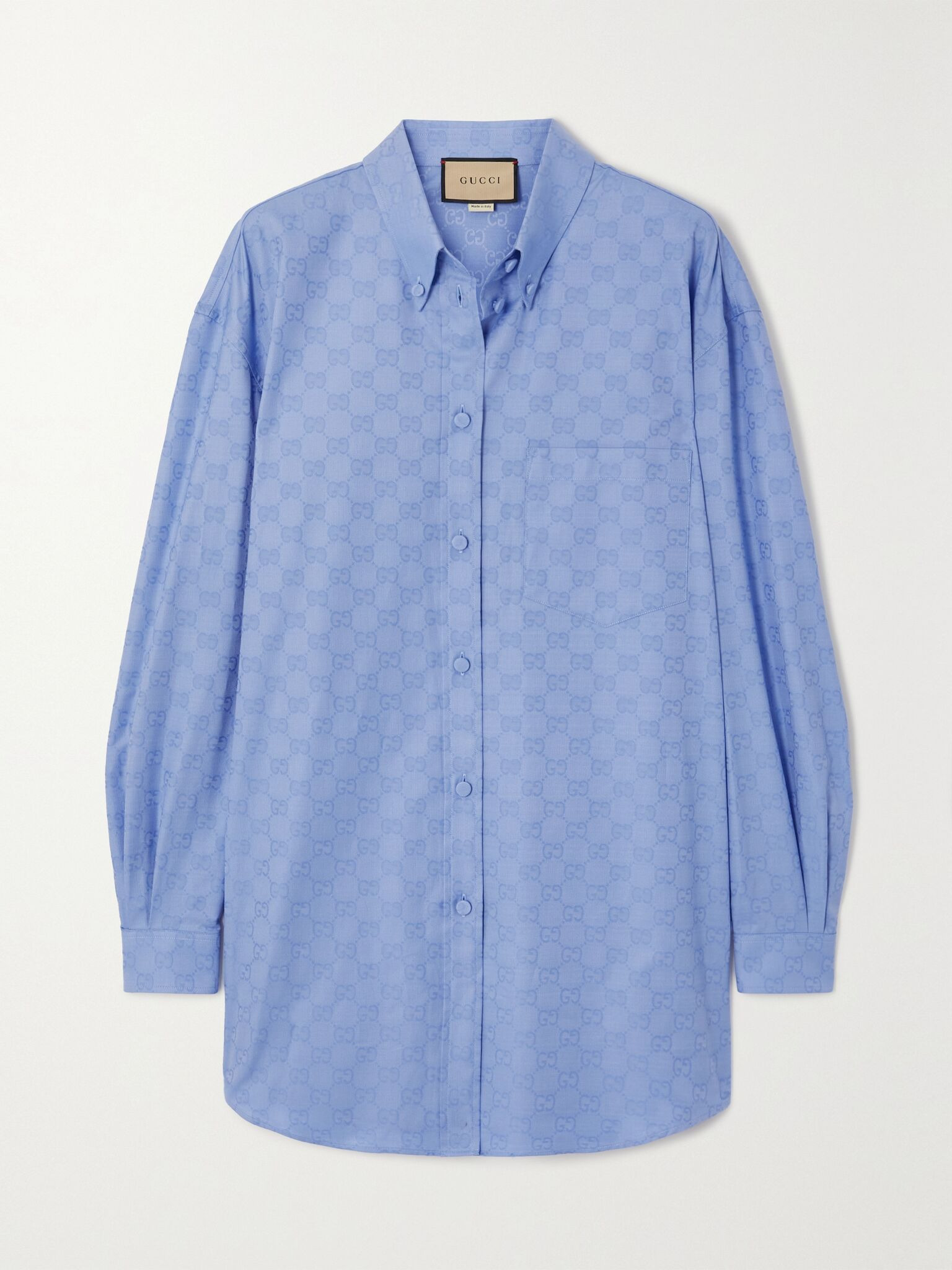 GG Supreme cotton Oxford-jacquard shirt Light blue - 1