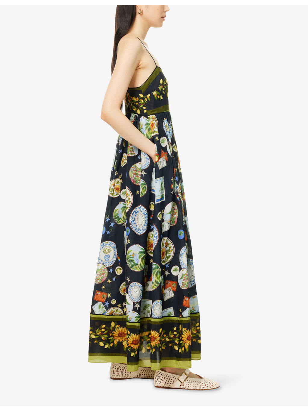 Trip Souvenir Shoulder-Straps Cotton-Blend Maxi Dress - 3