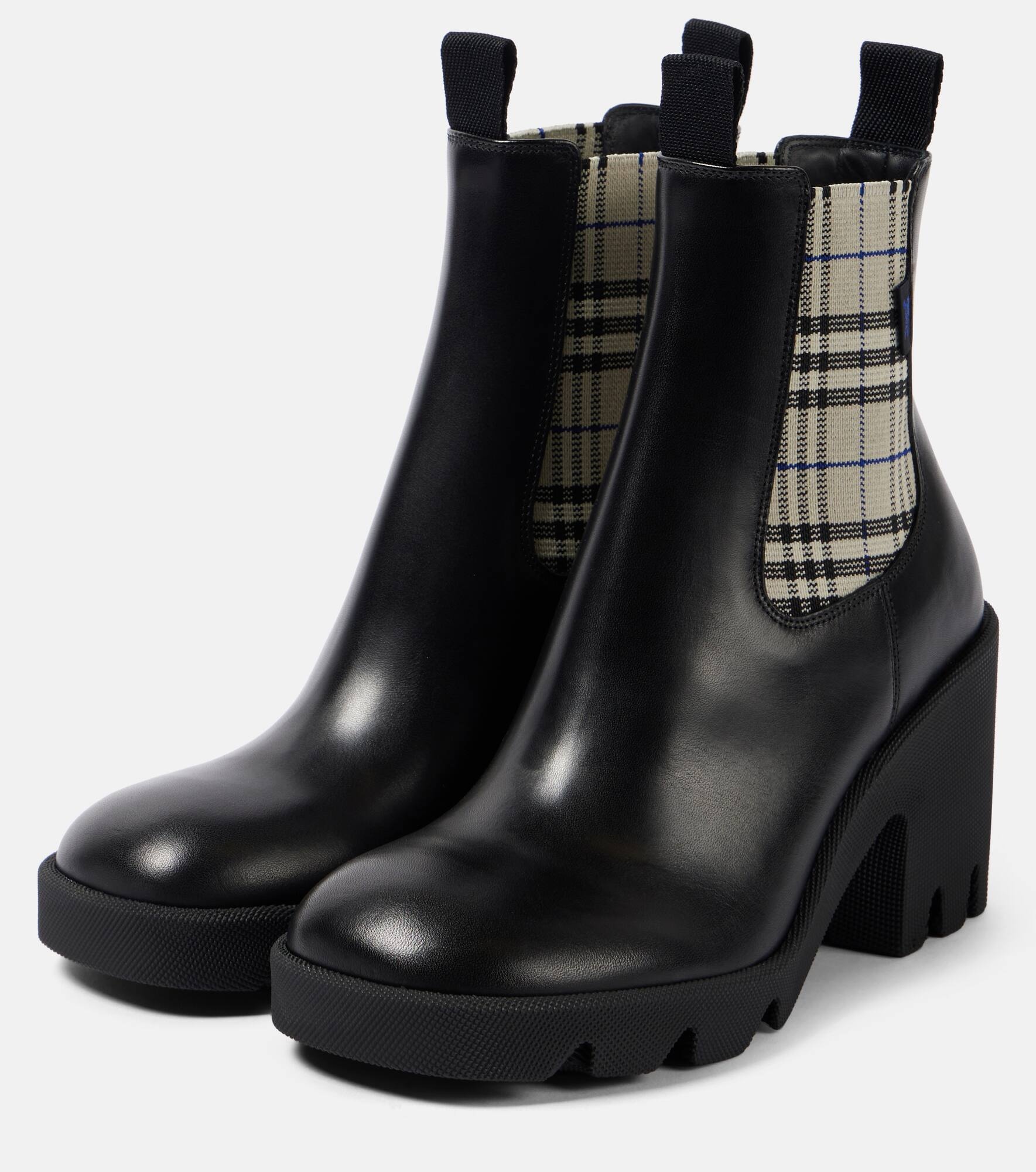 Burberry Check leather Chelsea boots - 4